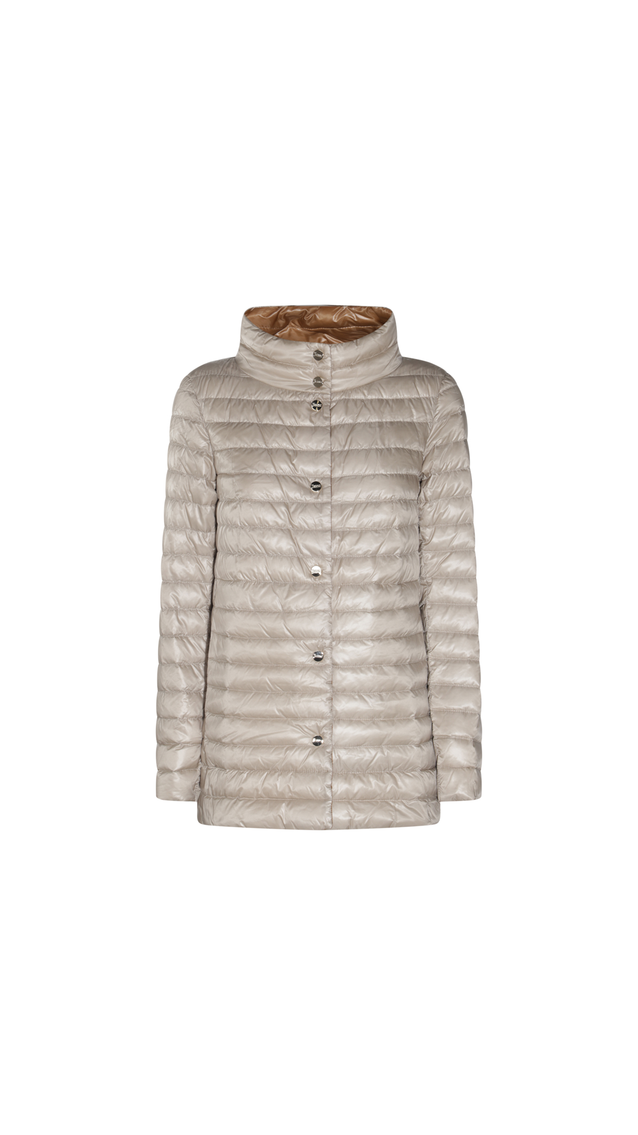 Reversible Lightweight Long Down Jacket - Chantilly/Camel