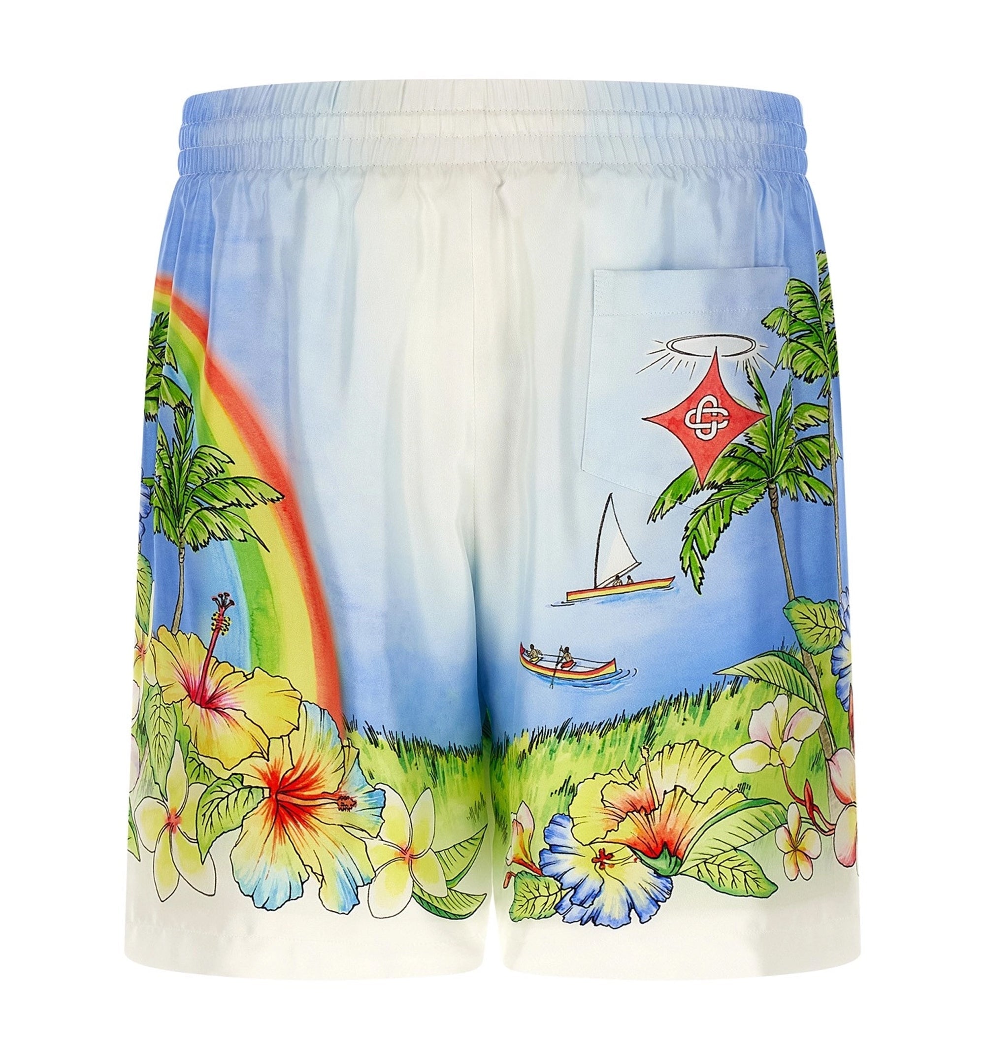 Aloha Print-Detail Shorts
