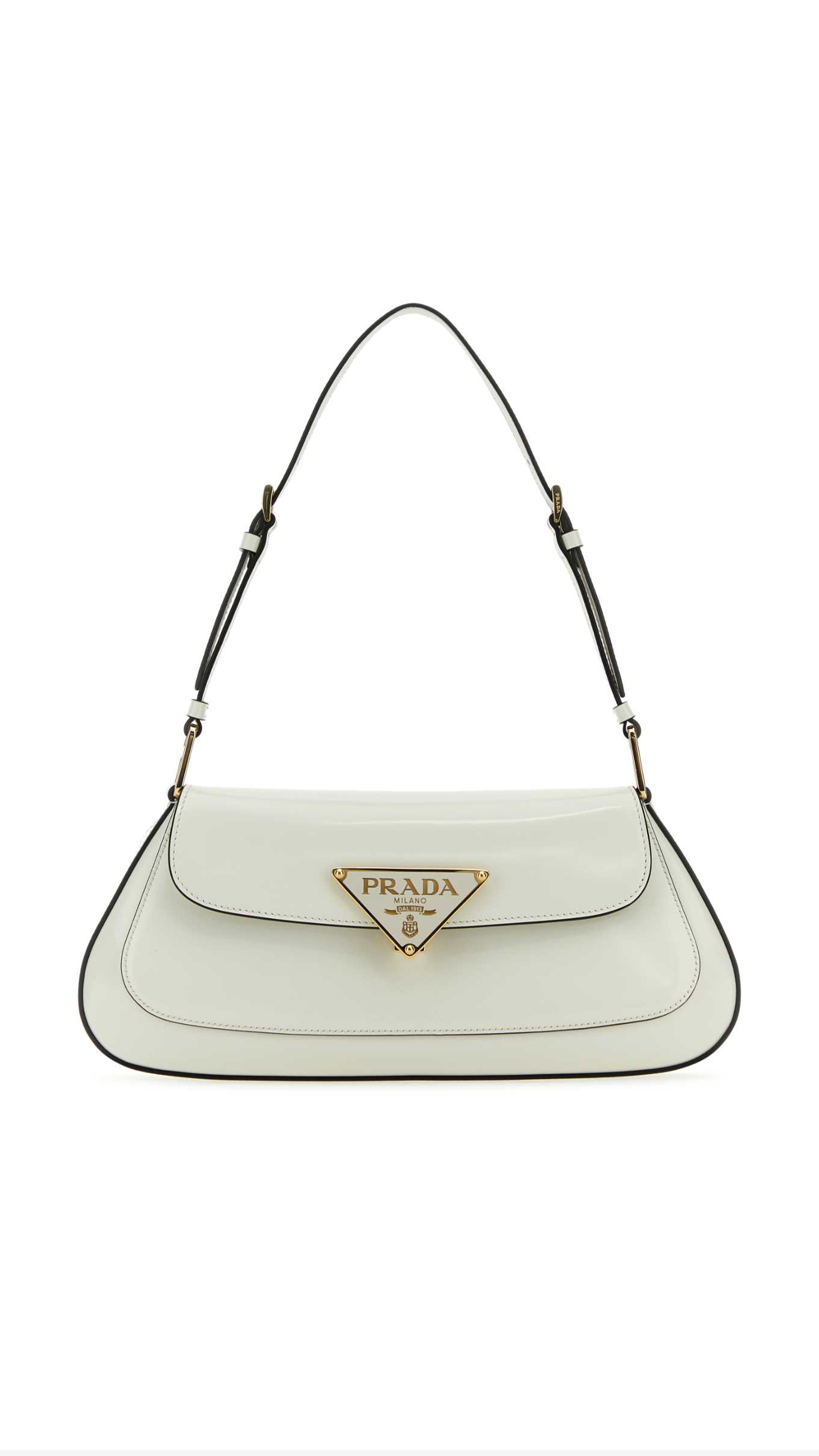 Brushed Leather Shoulder Bag - White