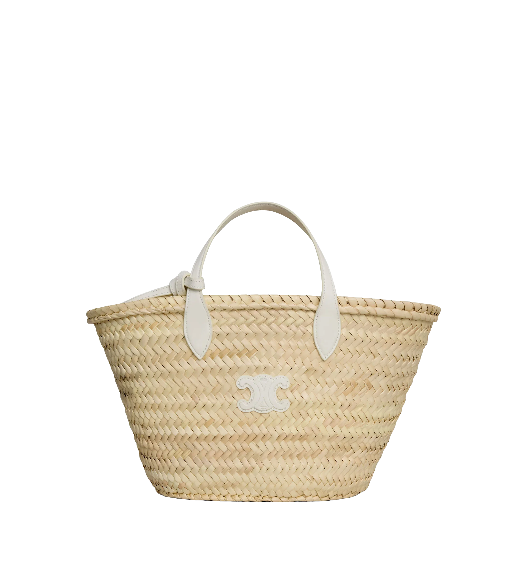 Classic Panier Teen palm leaves and leather handbag