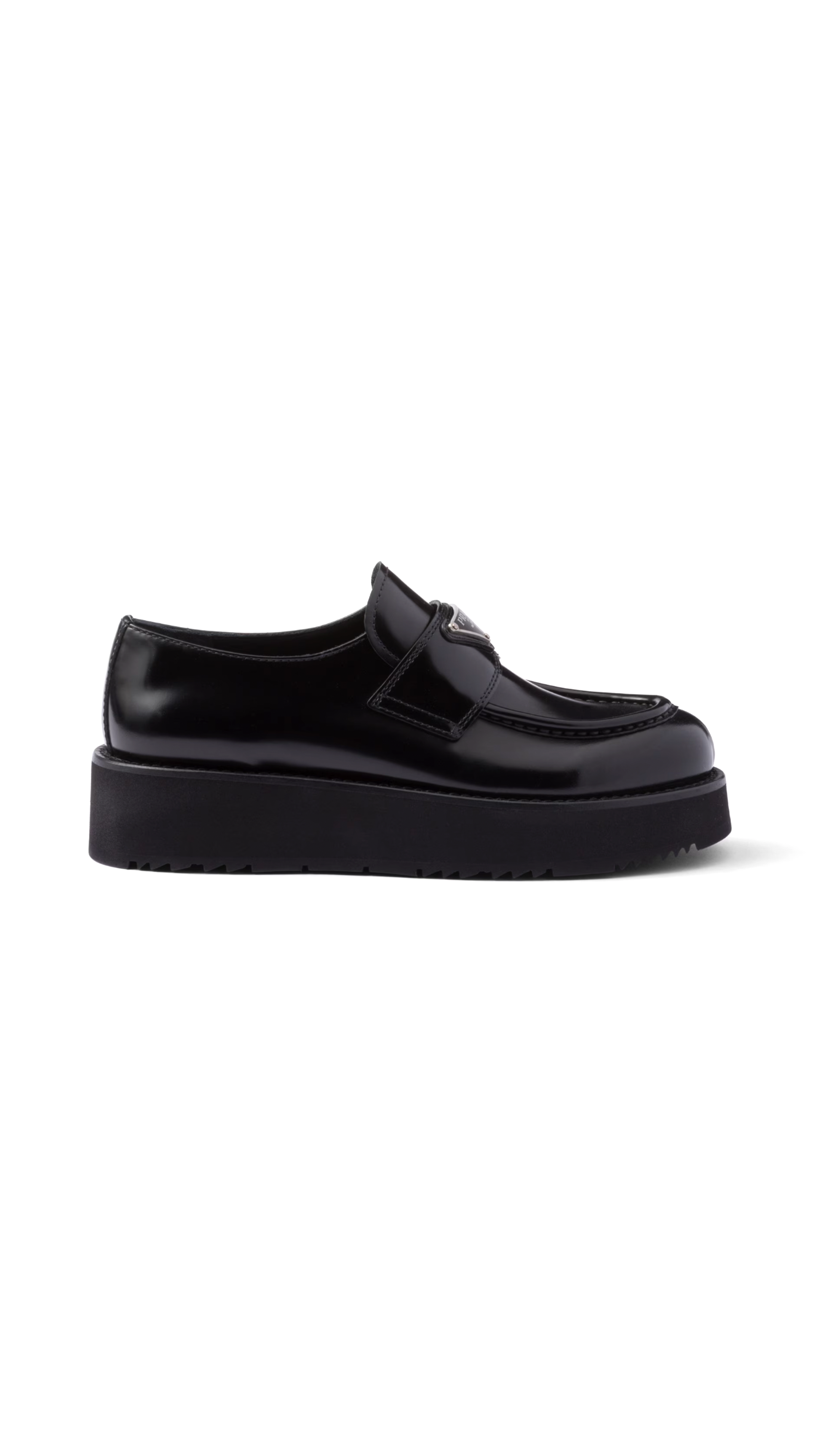 Brushed Leather Platform Loafers - Black