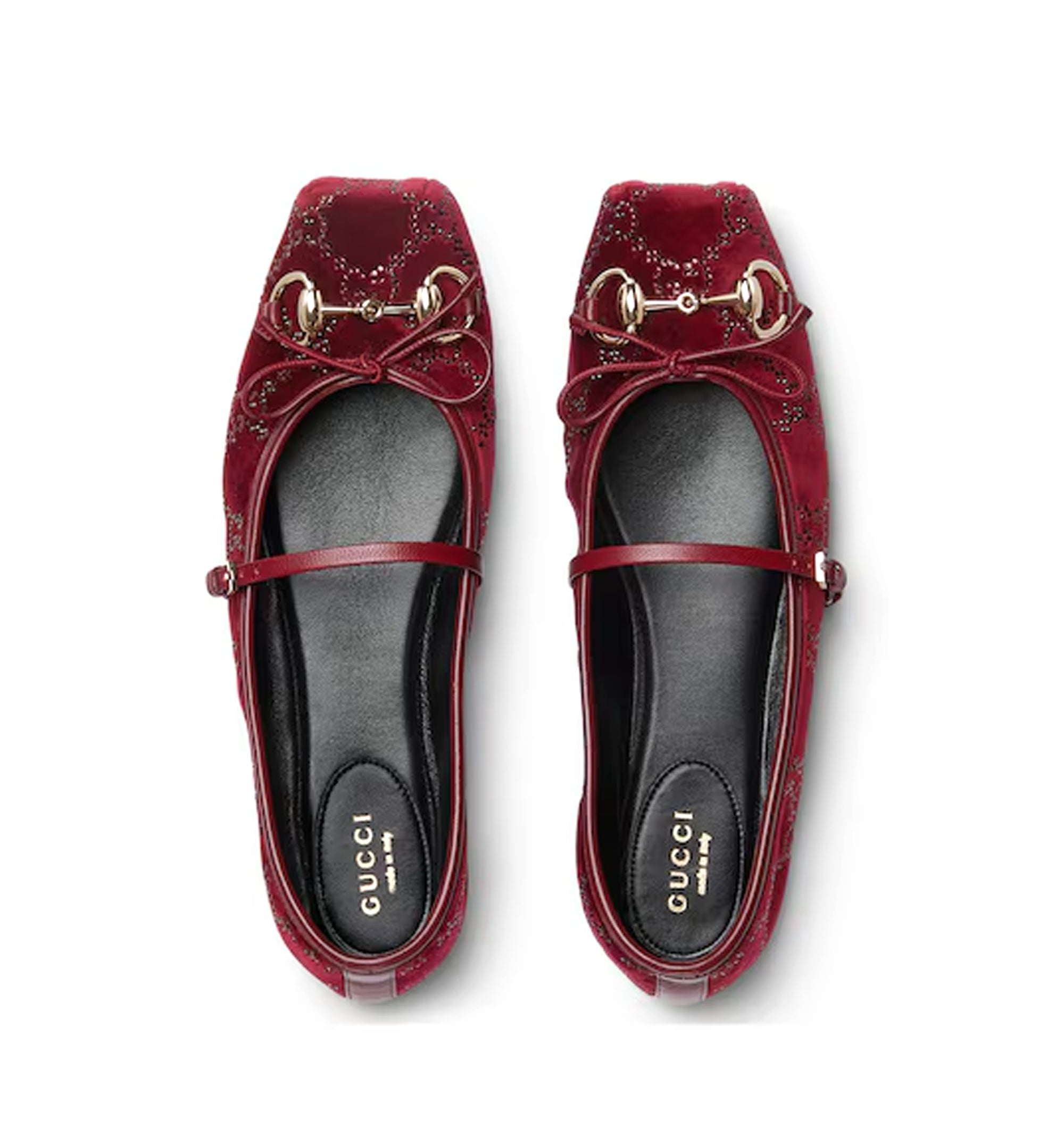 GG Crystal Velvet Ballerinas