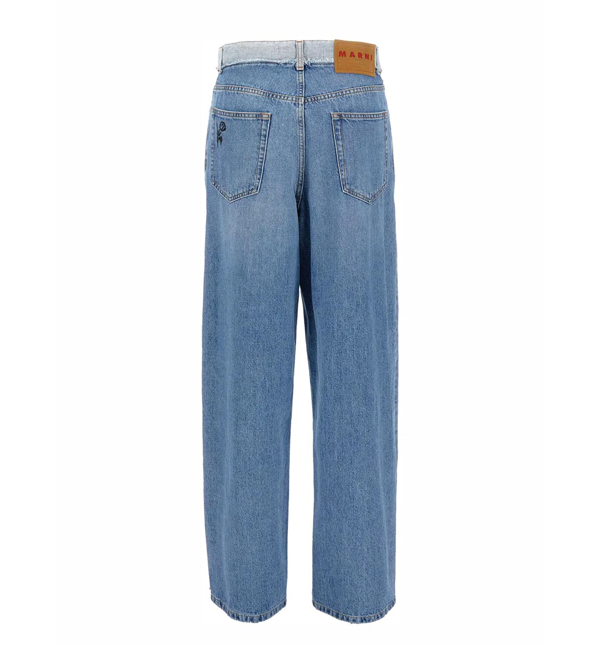 Blue Denim Embroidered Jeans