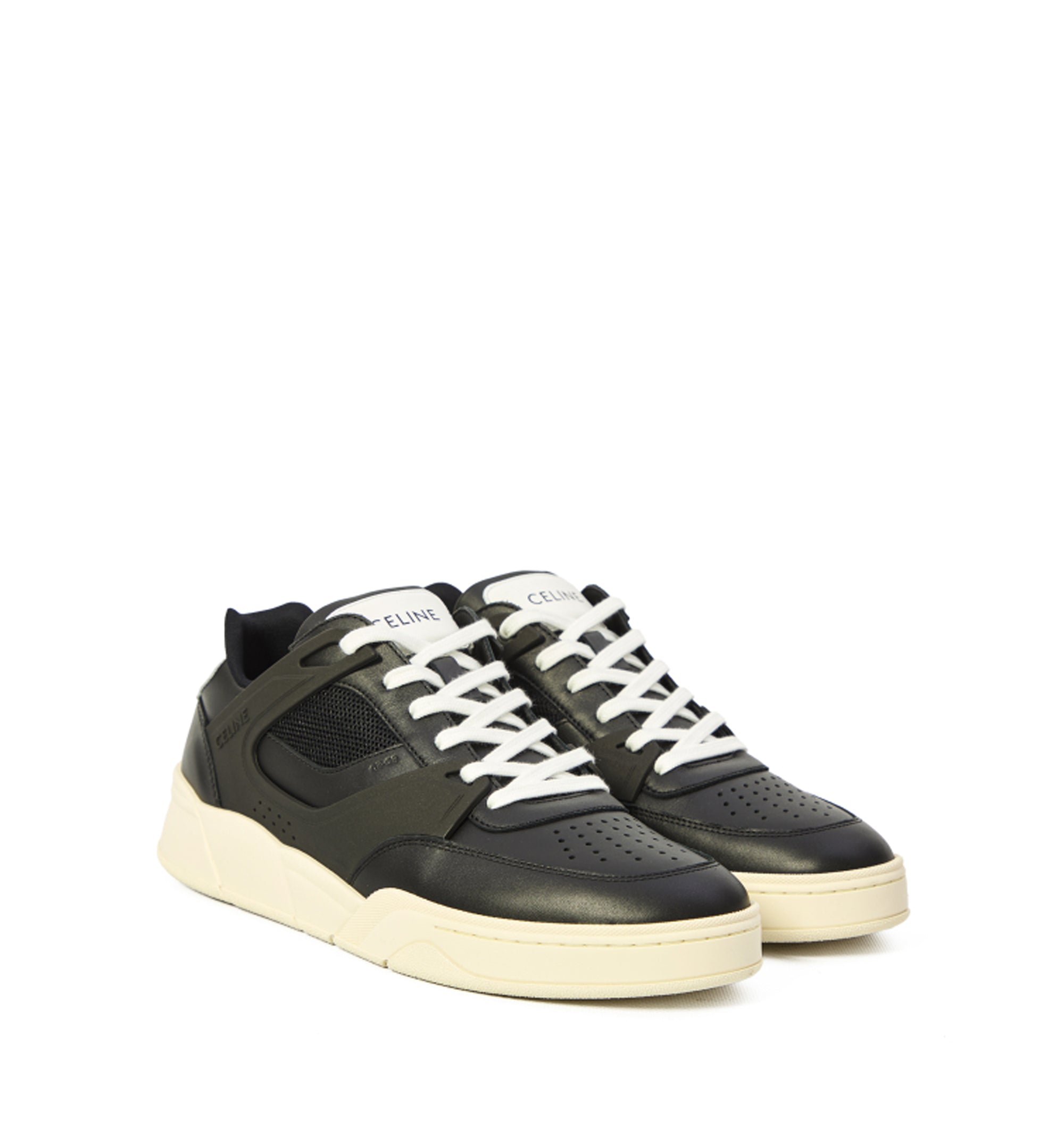 Celine Trainer CT-09 Low Lace-Up Sneaker in Calfskin and Mesh