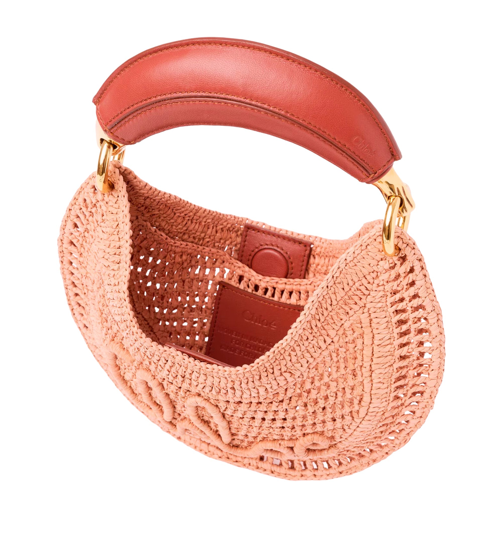 Mini Summer Banana hobo bag with strap in raffia