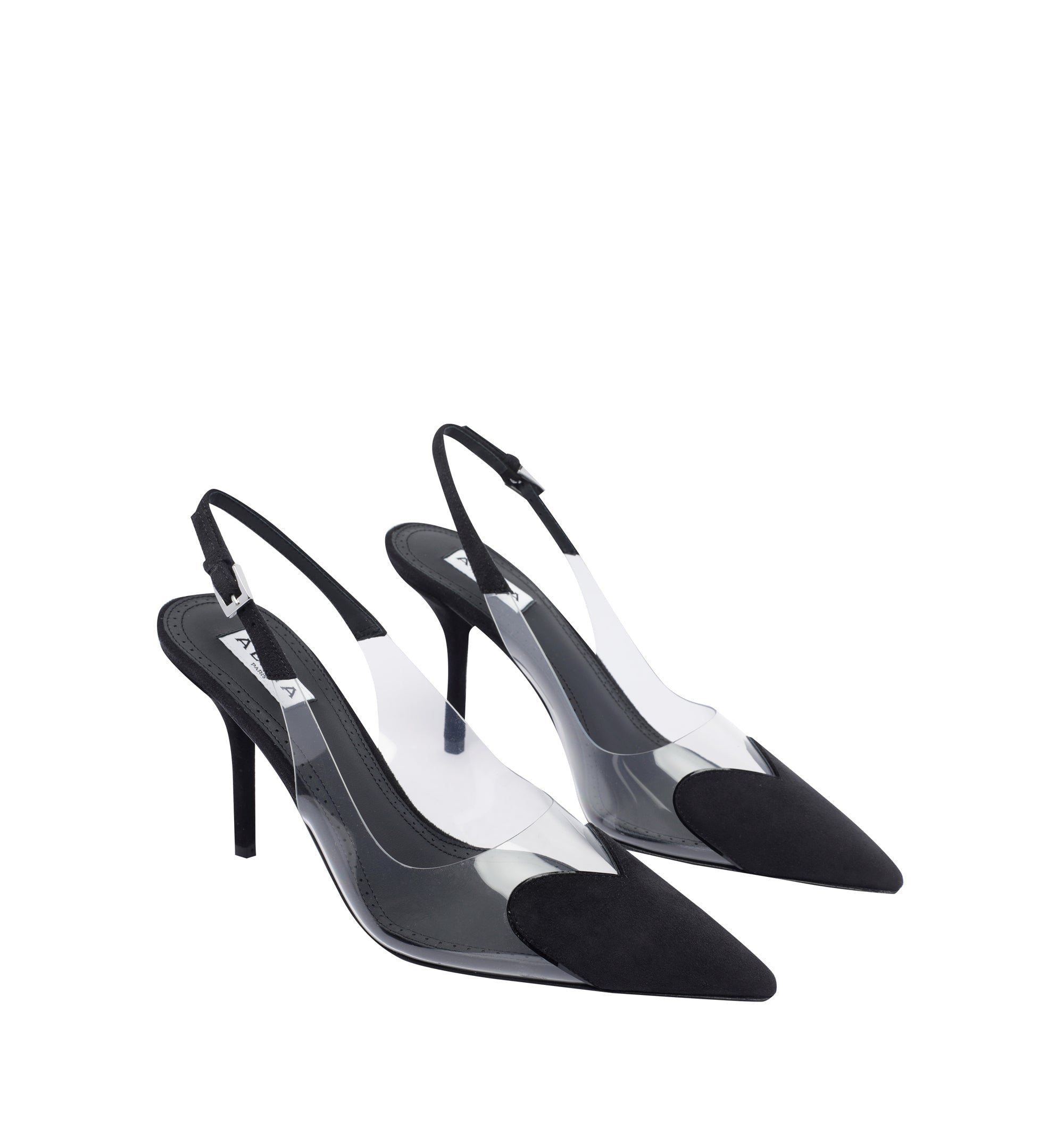 Le Coeur Suede And PVC Slingback Pumps