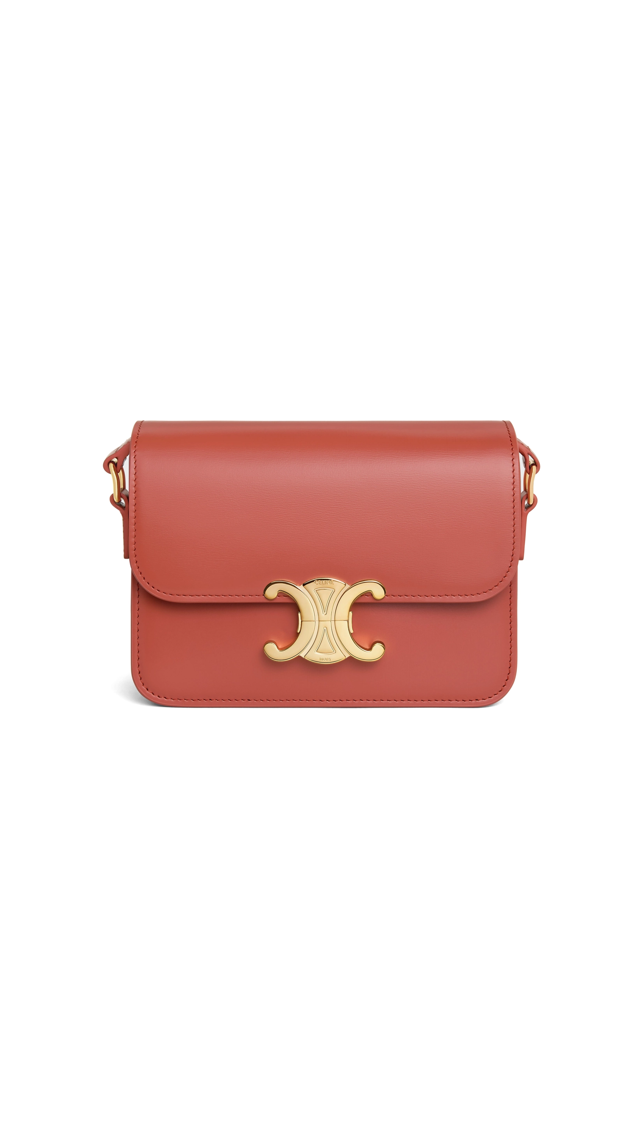 Teen Triomphe Bag in Shiny Calfskin - Red Canyon