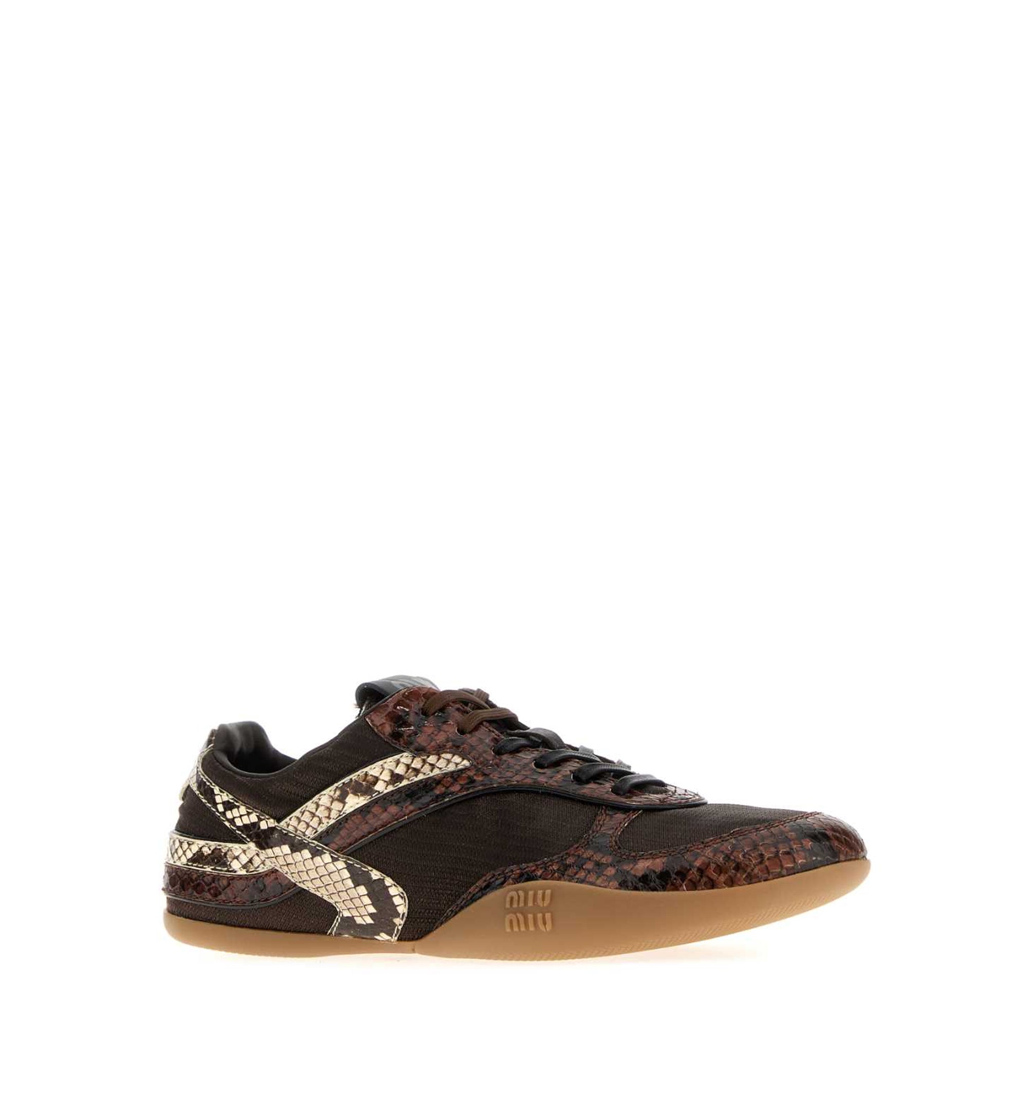 Gymnasium Technical Fabric And Python-print Ayers Leather Sneakers