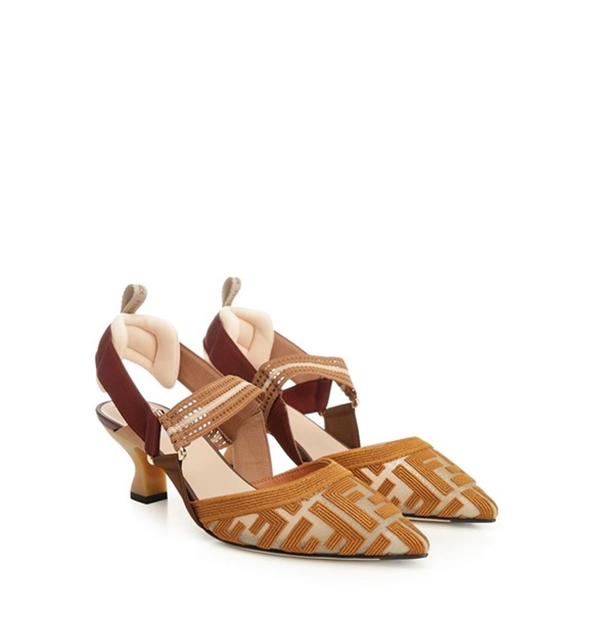 Colibrì Pink FF Fabric Medium-Heeled Slingbacks