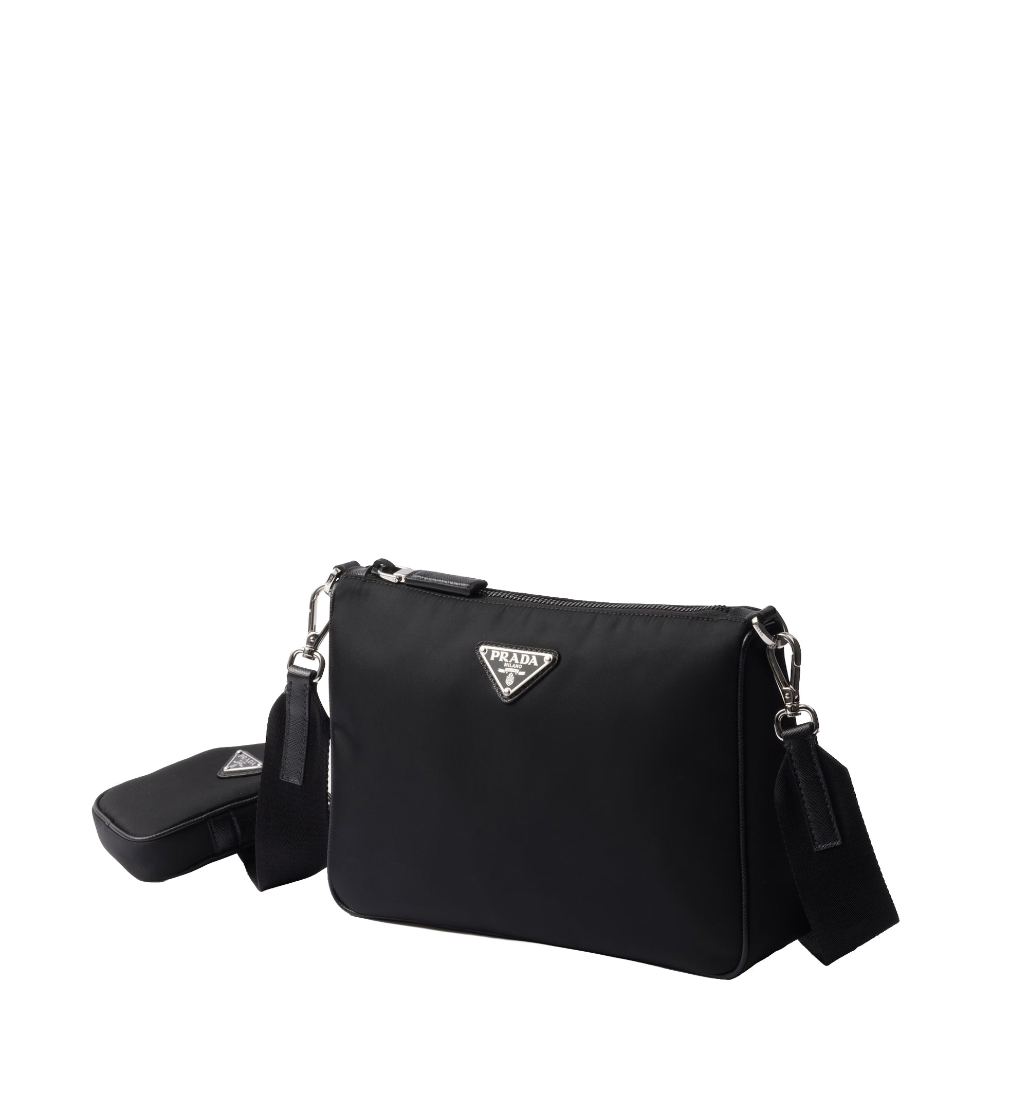 Re-Nylon And Saffiano Leather Crossbody Bag