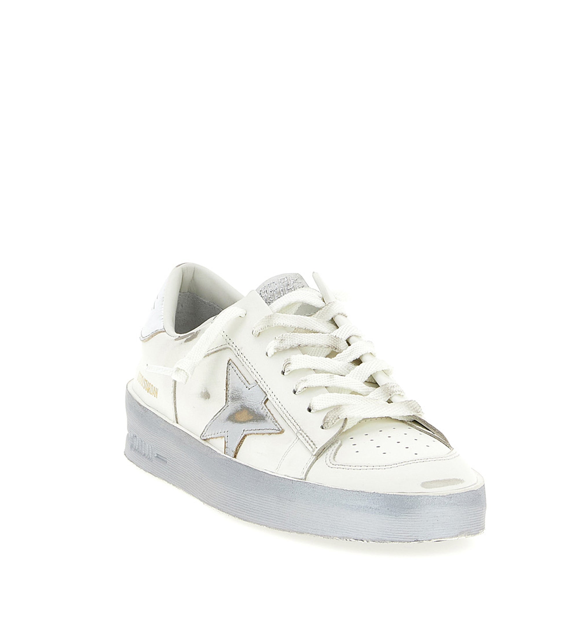 Stardan Sneakers With Silver Metallic Leather Star And Heel Tab