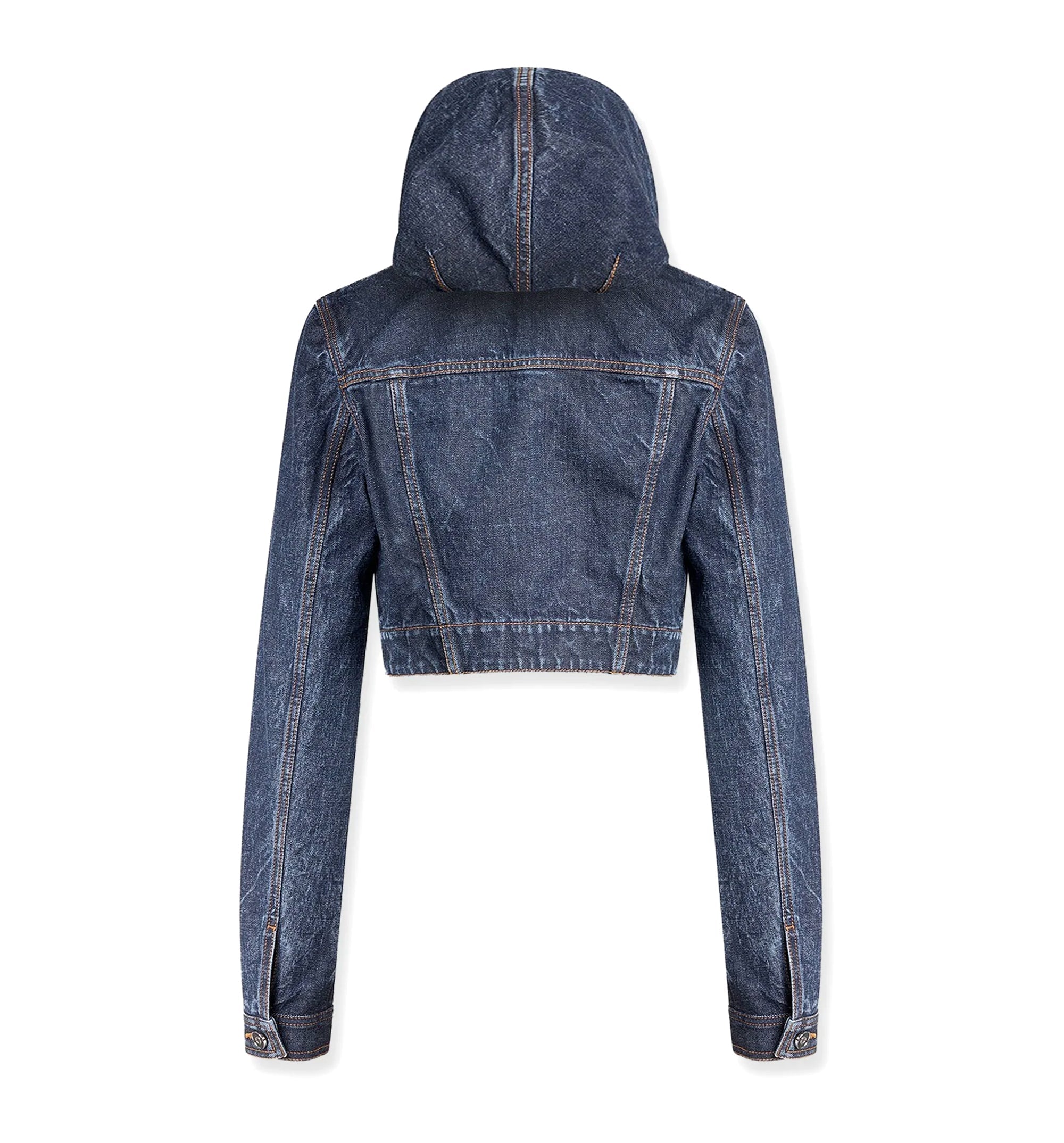 Cropped Hooded Denim Jacket