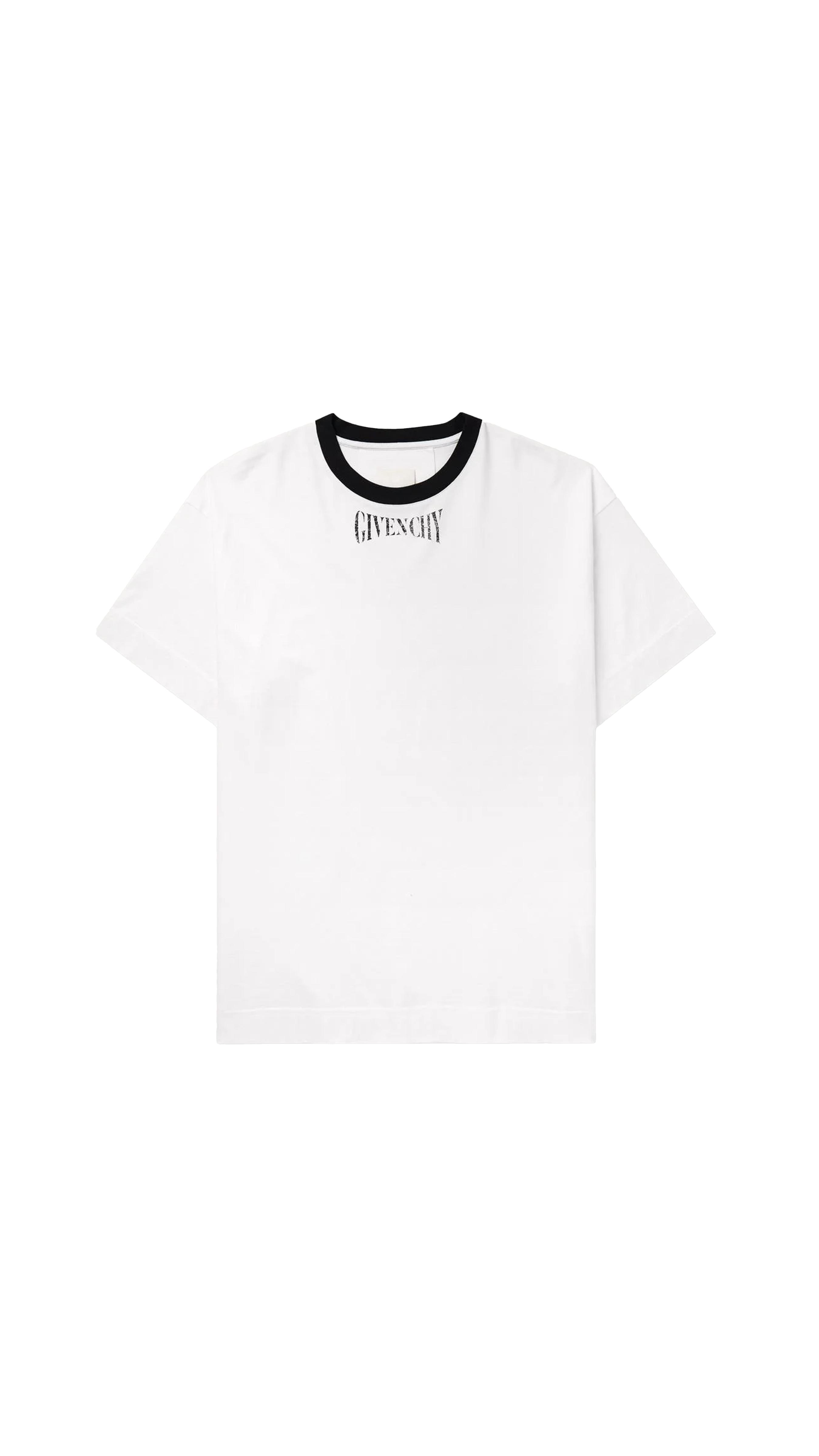 Cotton Crew Neck T-shirt With Contrast Trim - White/Black