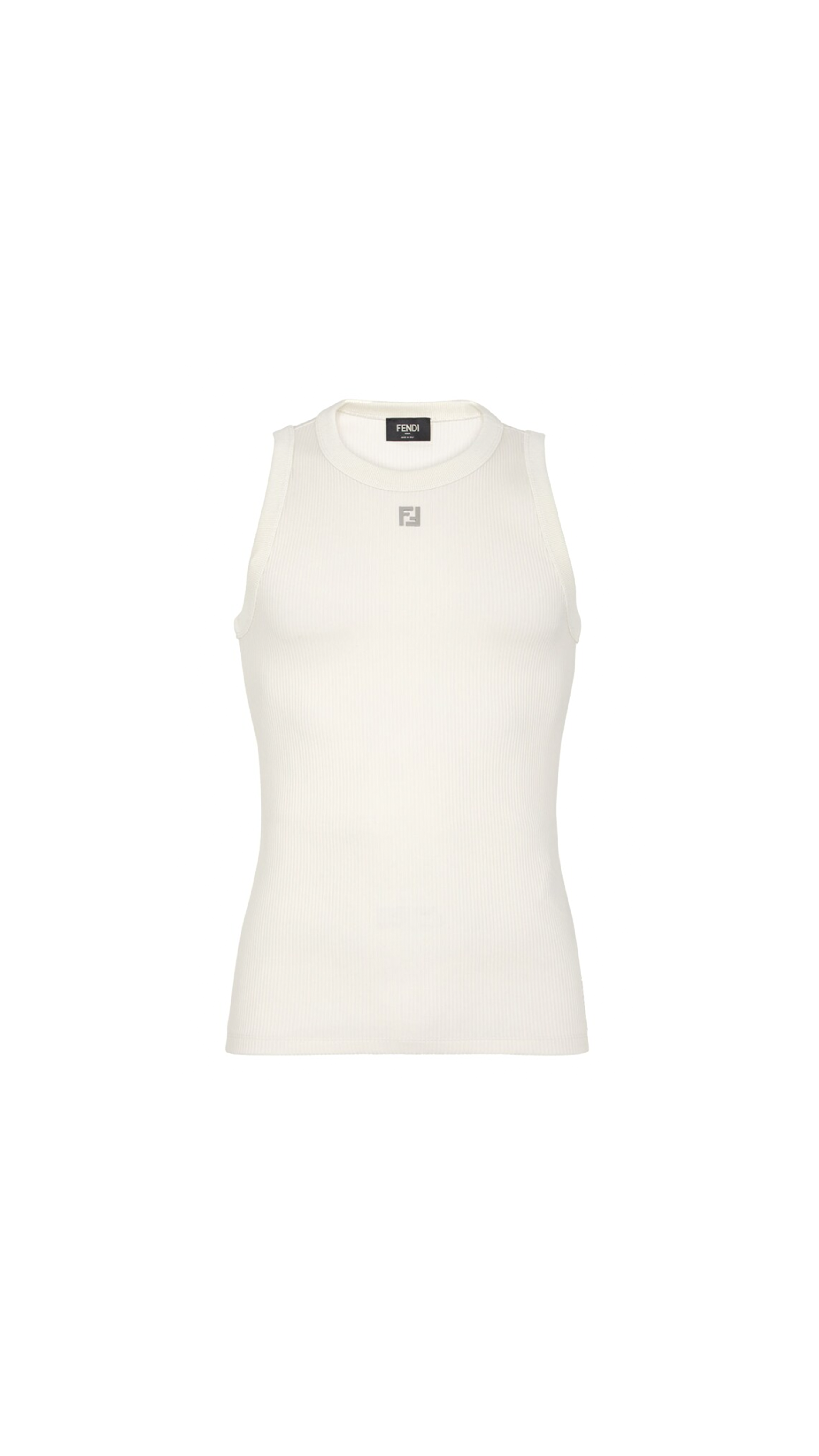 FF Embroidered Cotton Tank Top - White