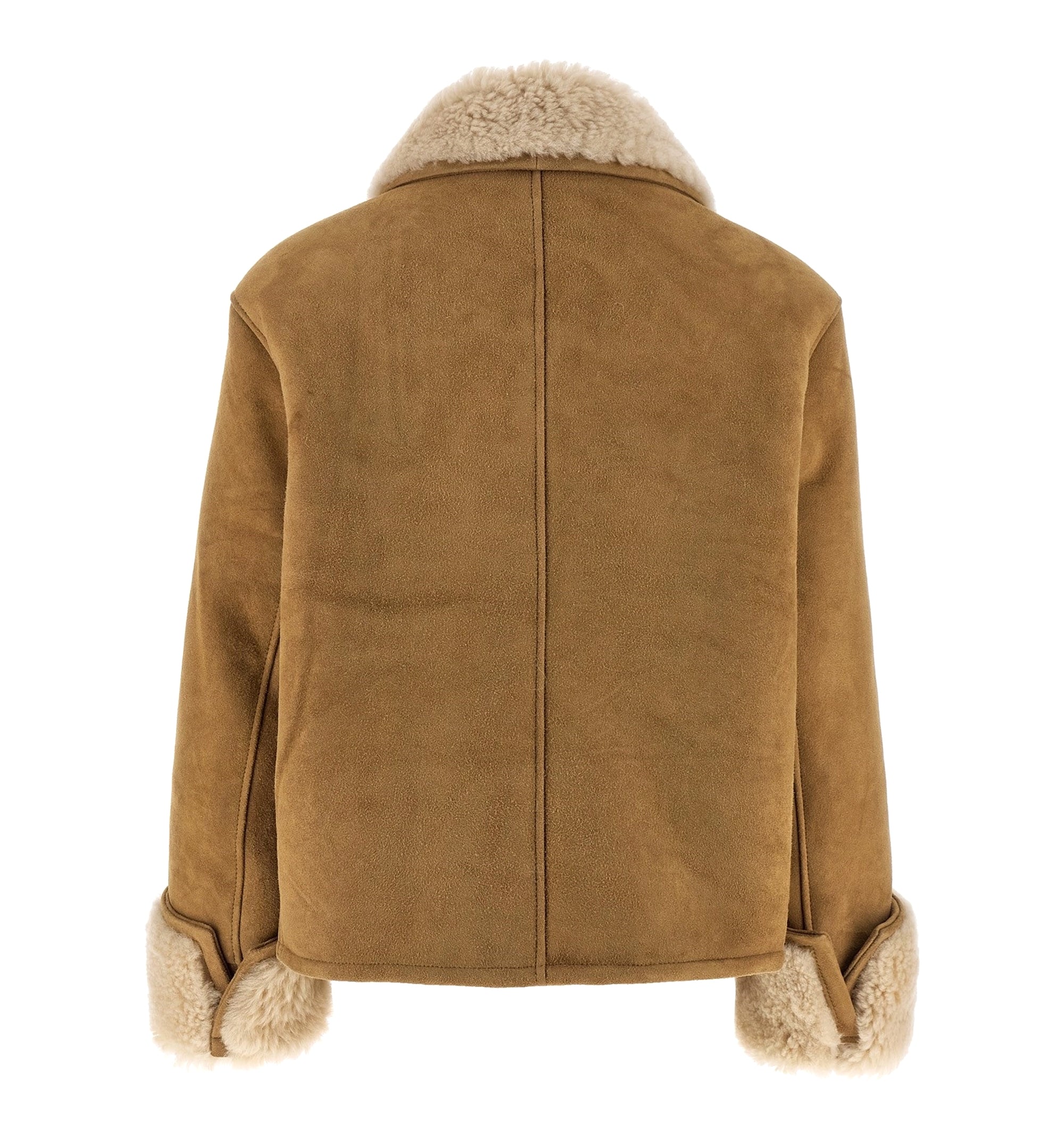 Brown Shearling Buttoned Jacket