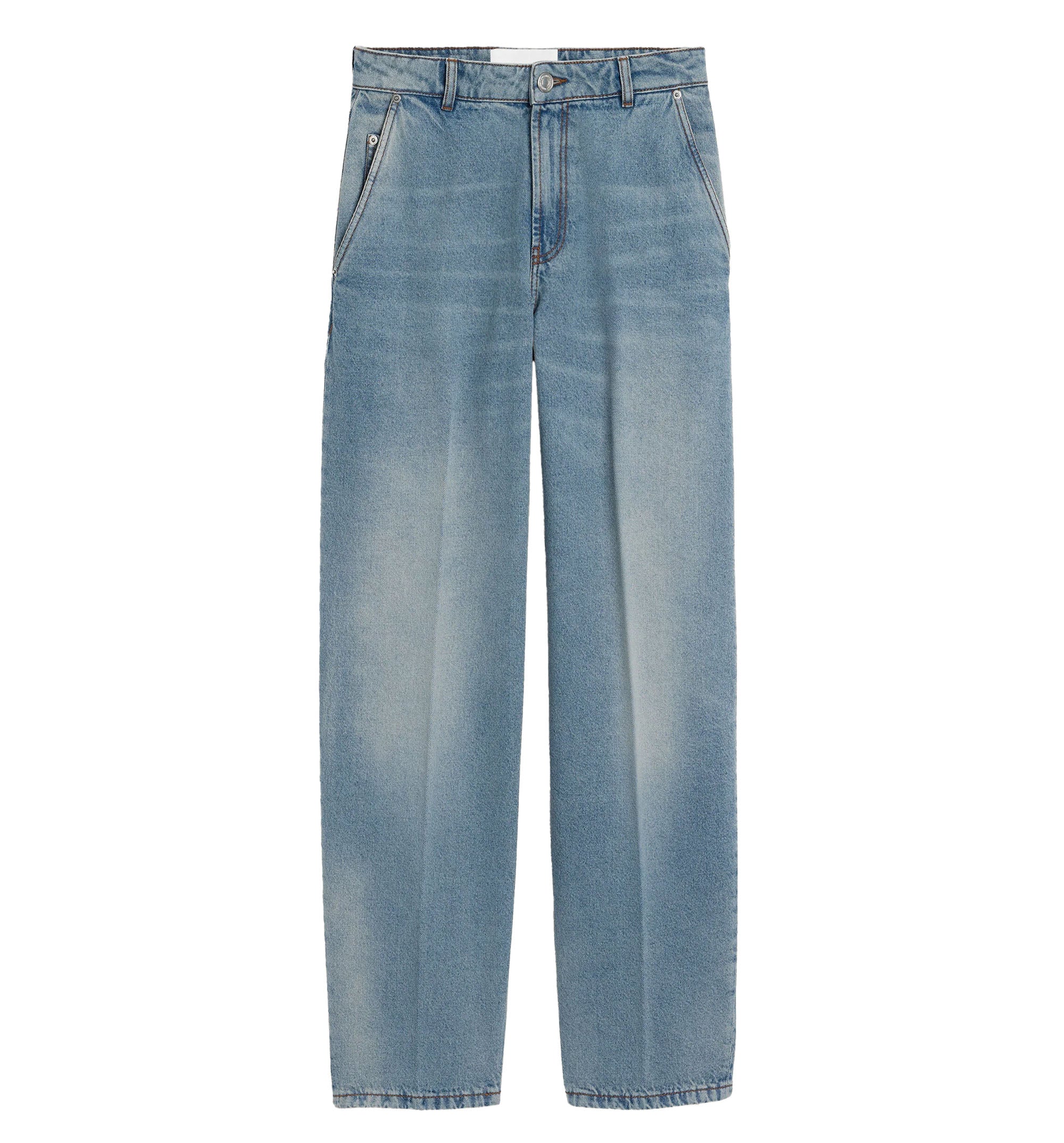 Blue balloon-fit cotton jeans