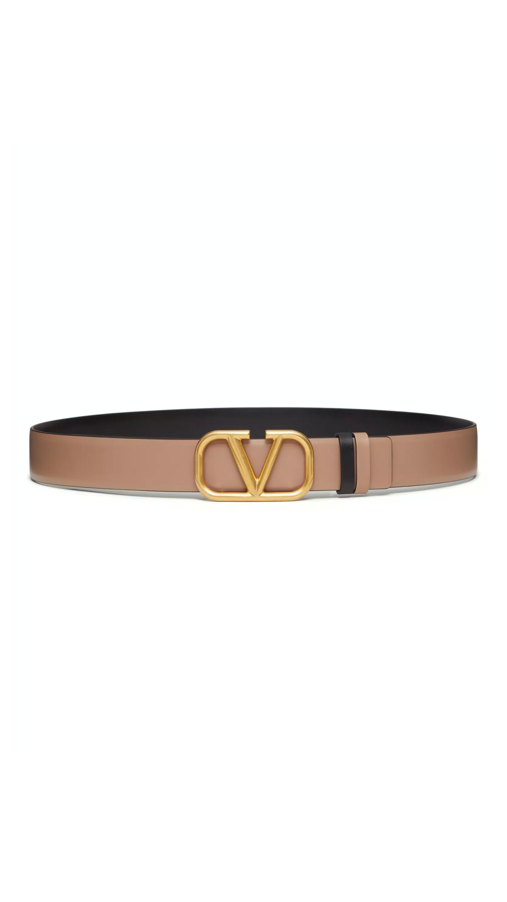 Reversible Vlogo Signature Belt in Glossy Calfskin 30MM - Smokey Beige ...