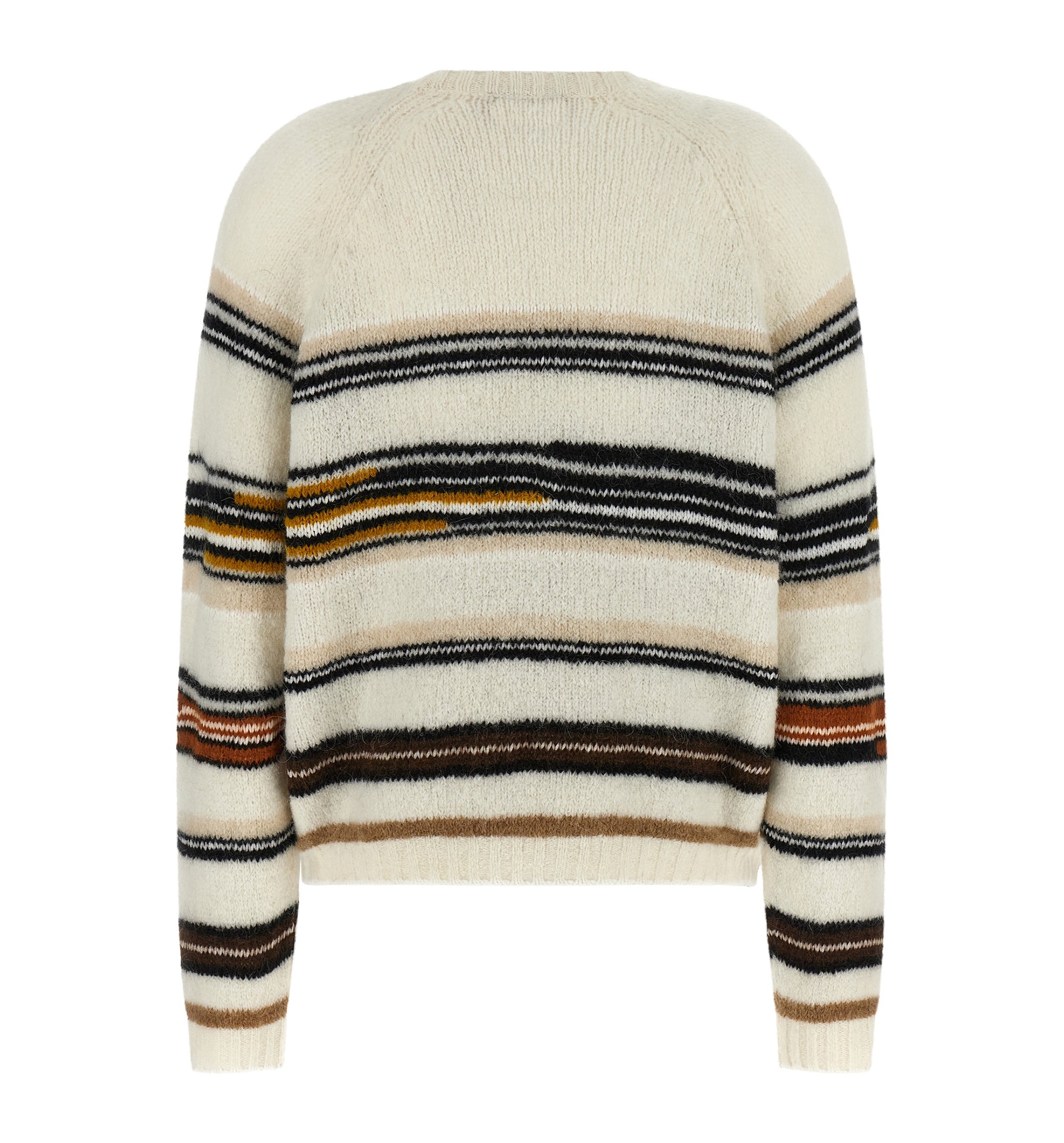 Crew Neck Striped Sweater In Wool Mohair And Alpaca