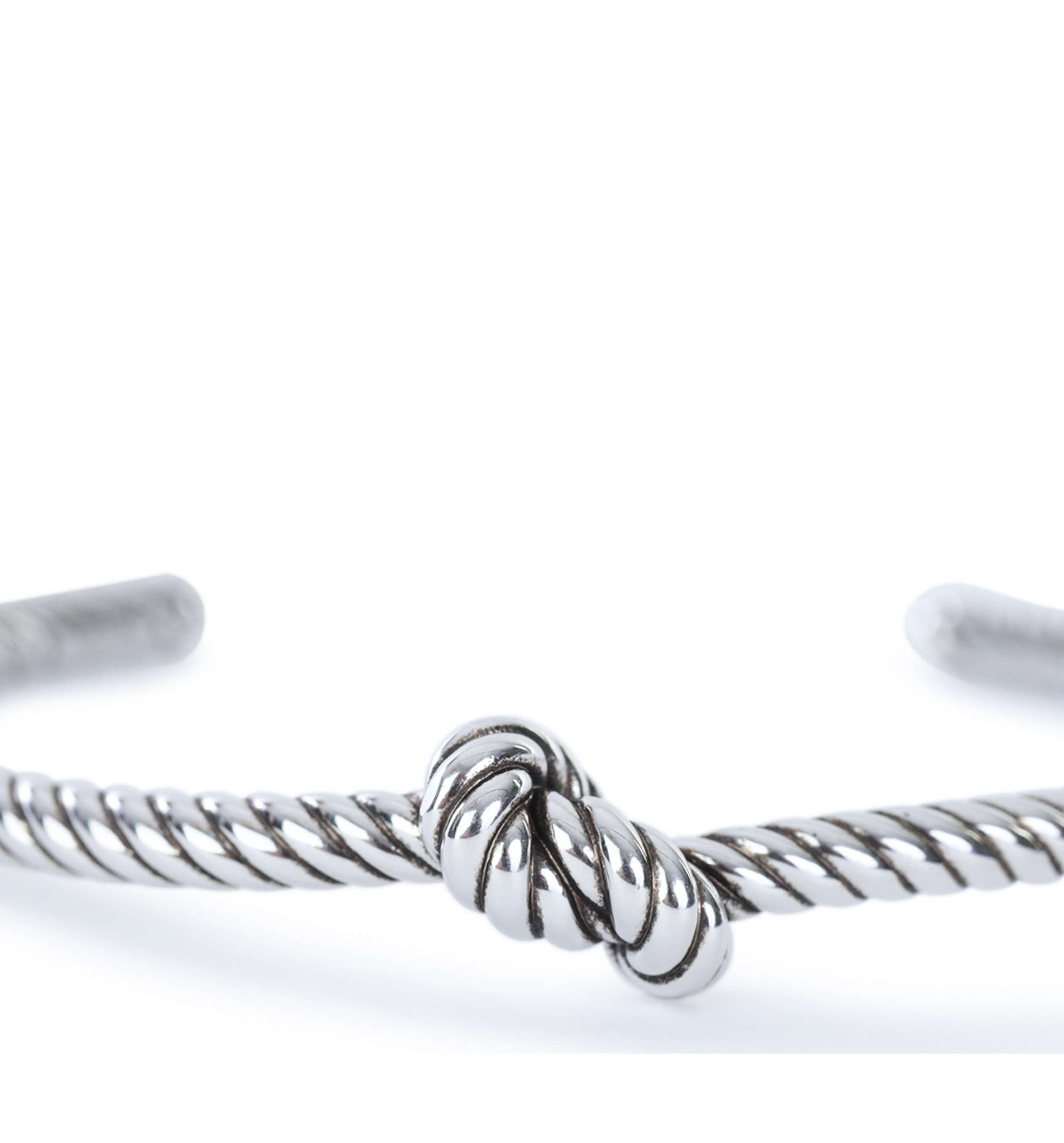 Knot Cord Patterned Cuff in Brass with Rhodium Finish