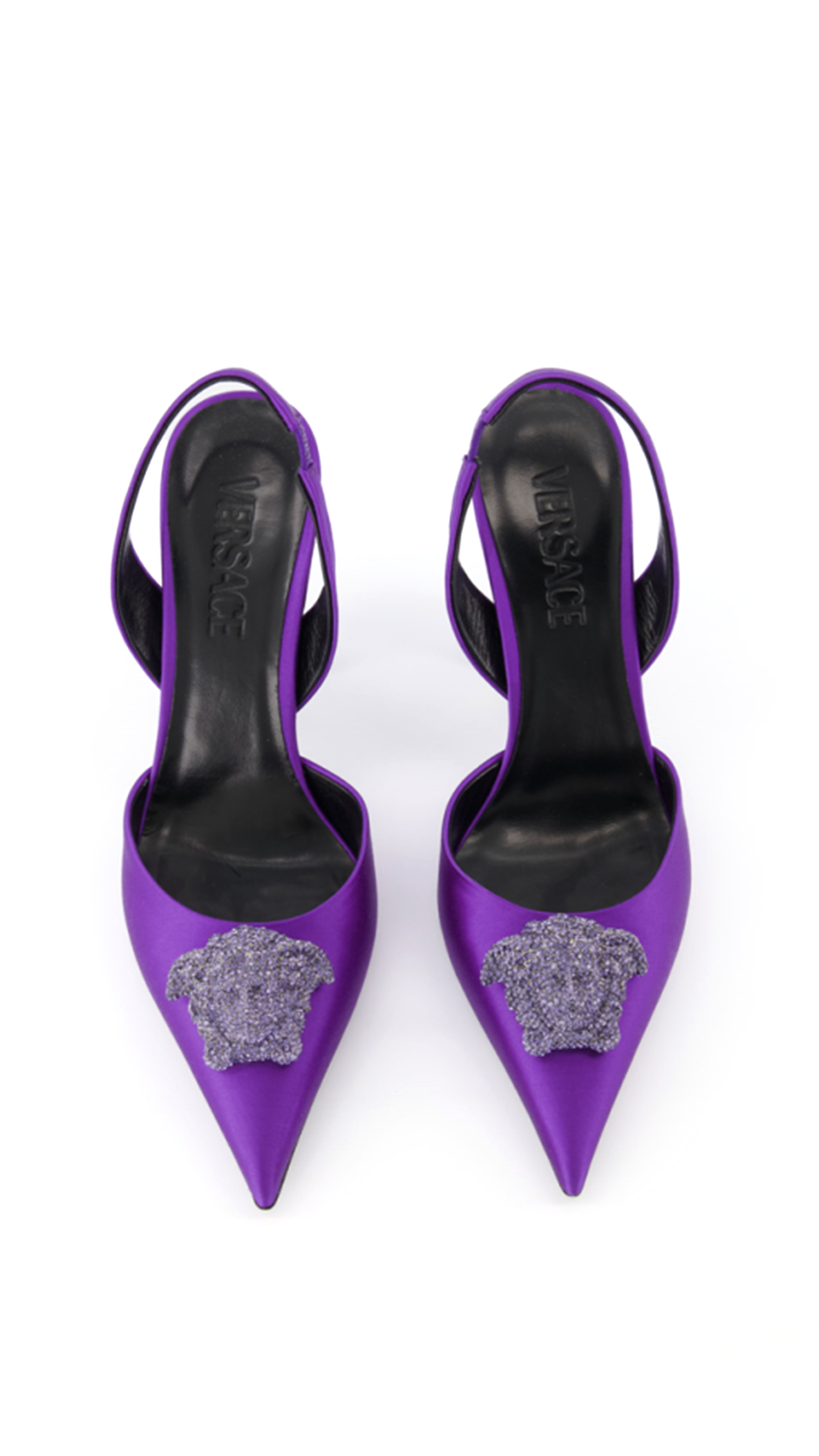 Crystal La Medusa Satin Sling-back Pump - Violet