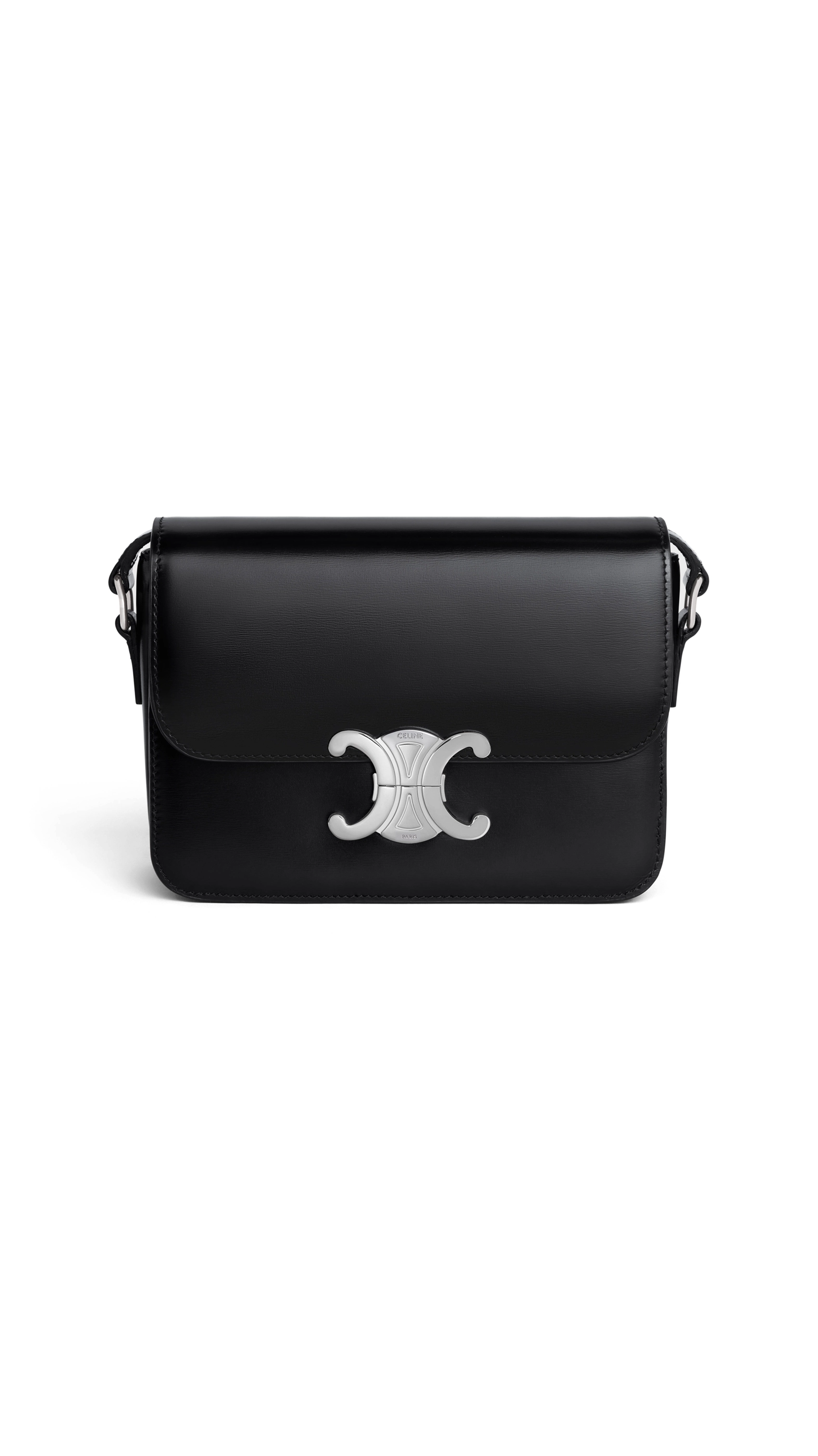 Teen Triomphe Bag in Shiny Calfskin - Black