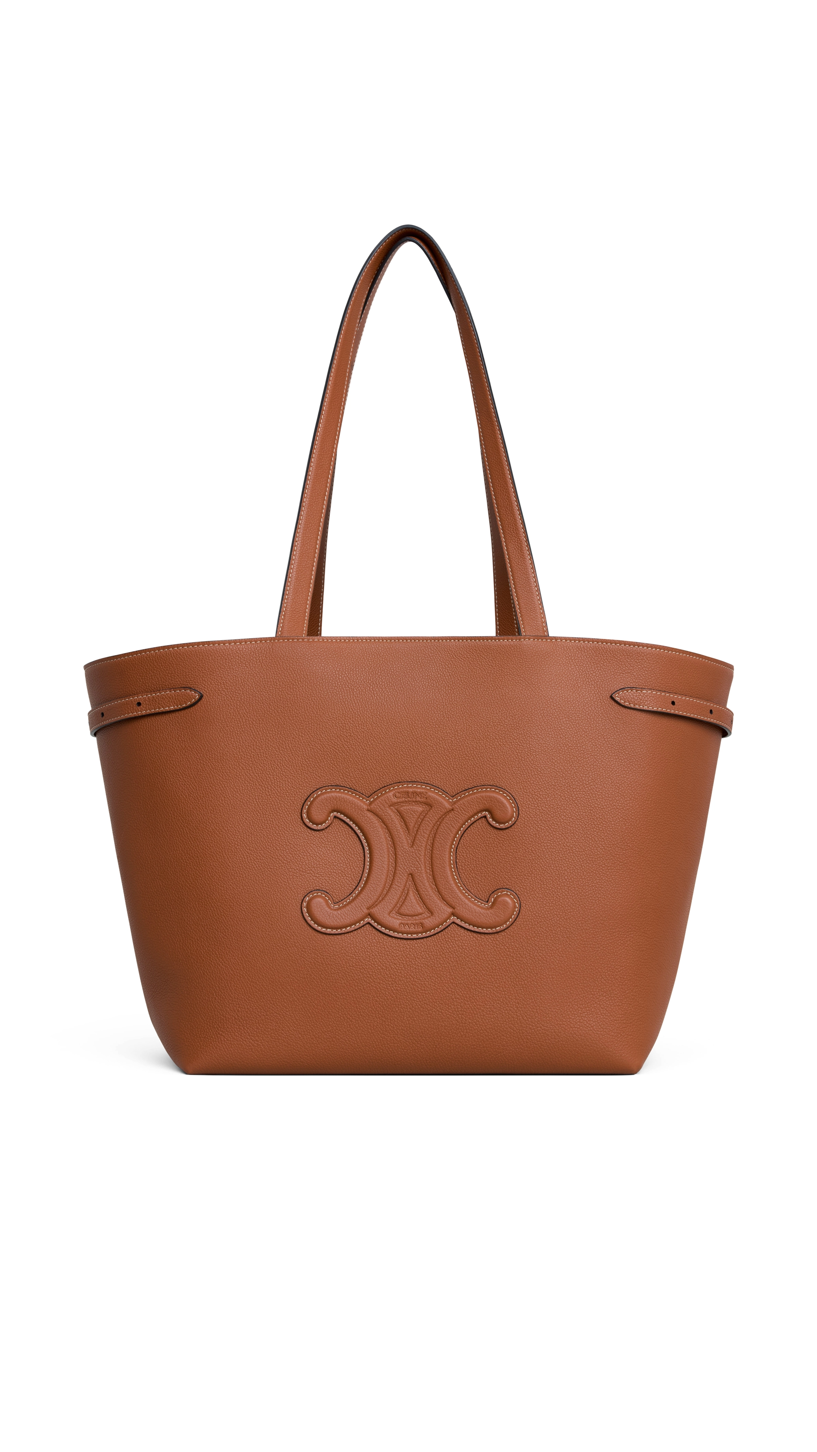 Medium Cabas Anaïs Cuir Triomphe in Grained Calfskin - Tan