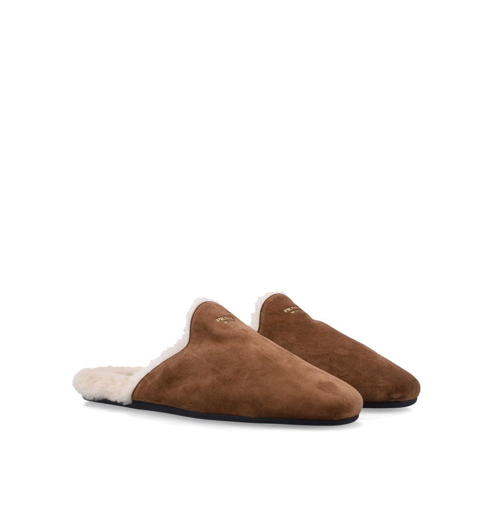 Suede And Shearling Flat Mules