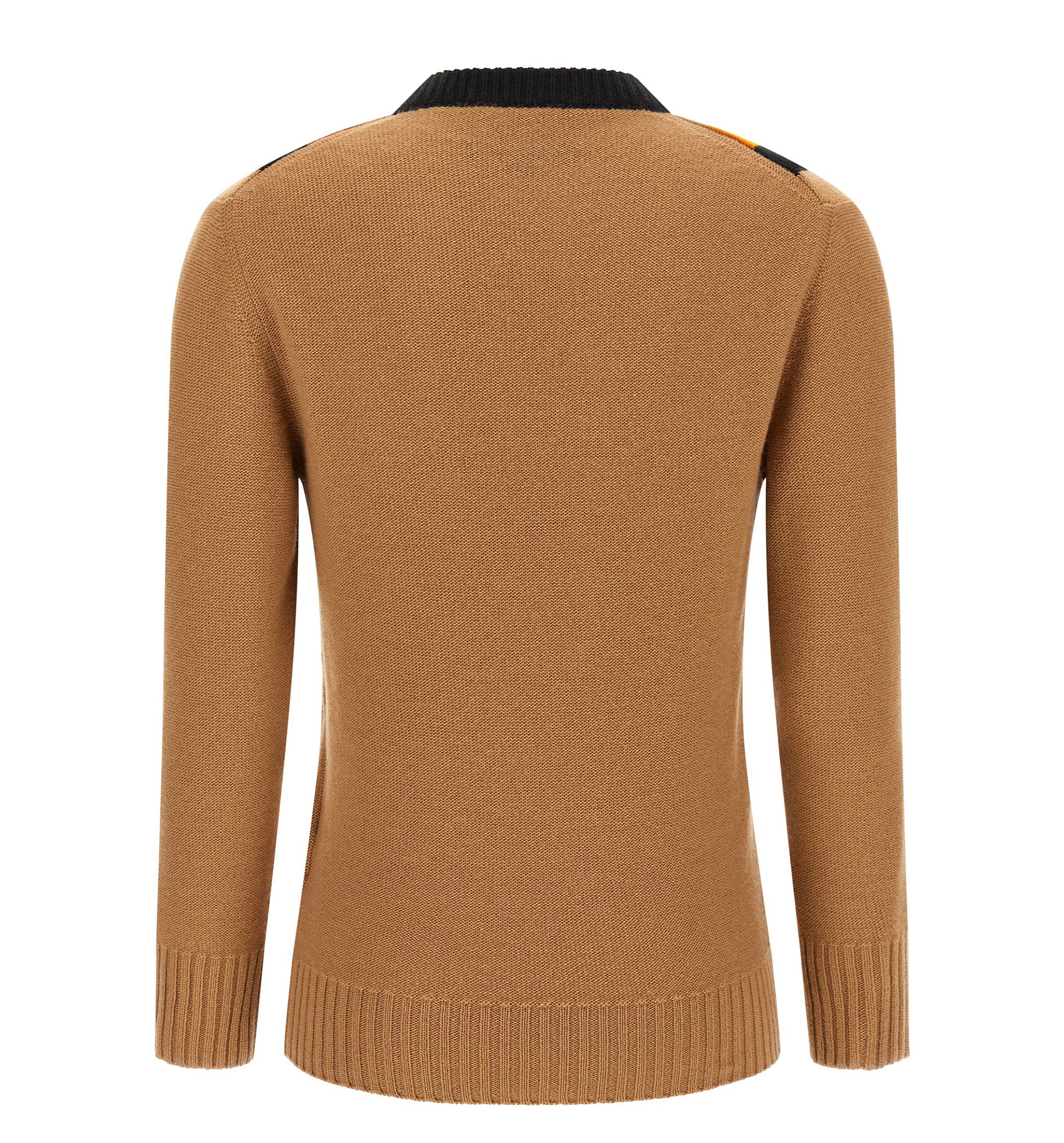 Virgin Wool V-Neck Sweater with Chevron Trim