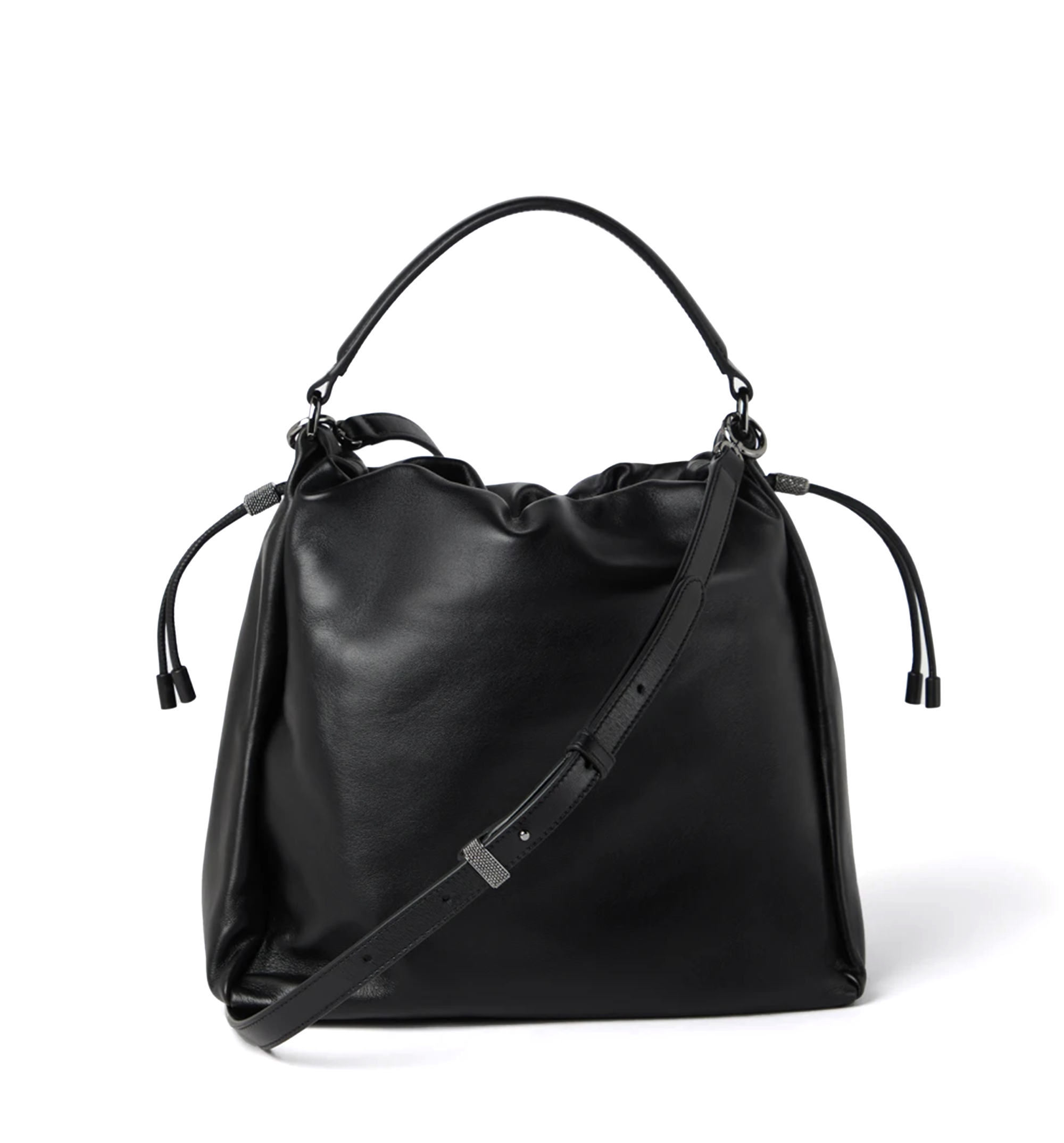 Mellow Bucket Bag in Soft Leather with Monili