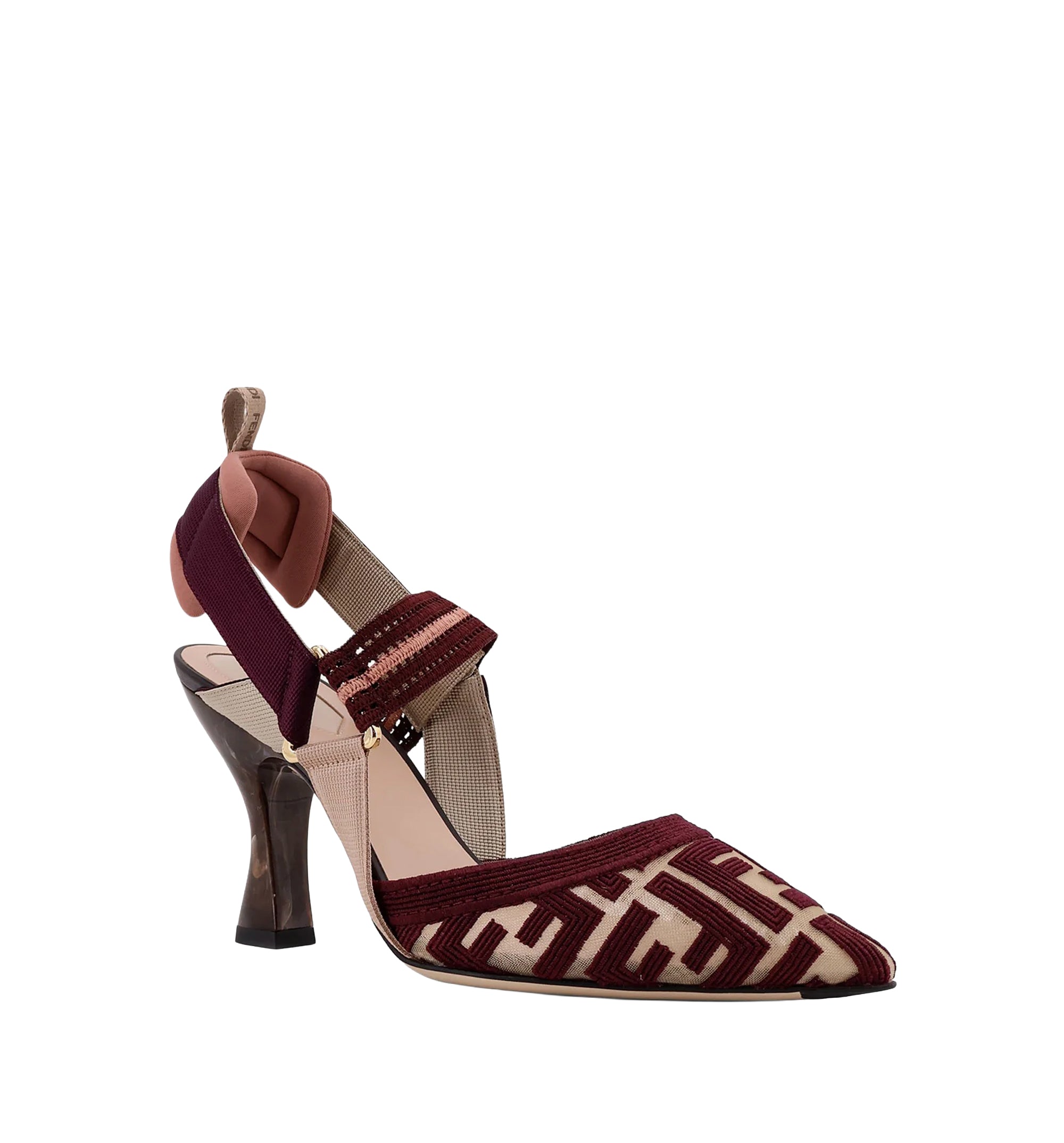 Colibrì Burgundy FF Fabric High-Heeled Slingbacks