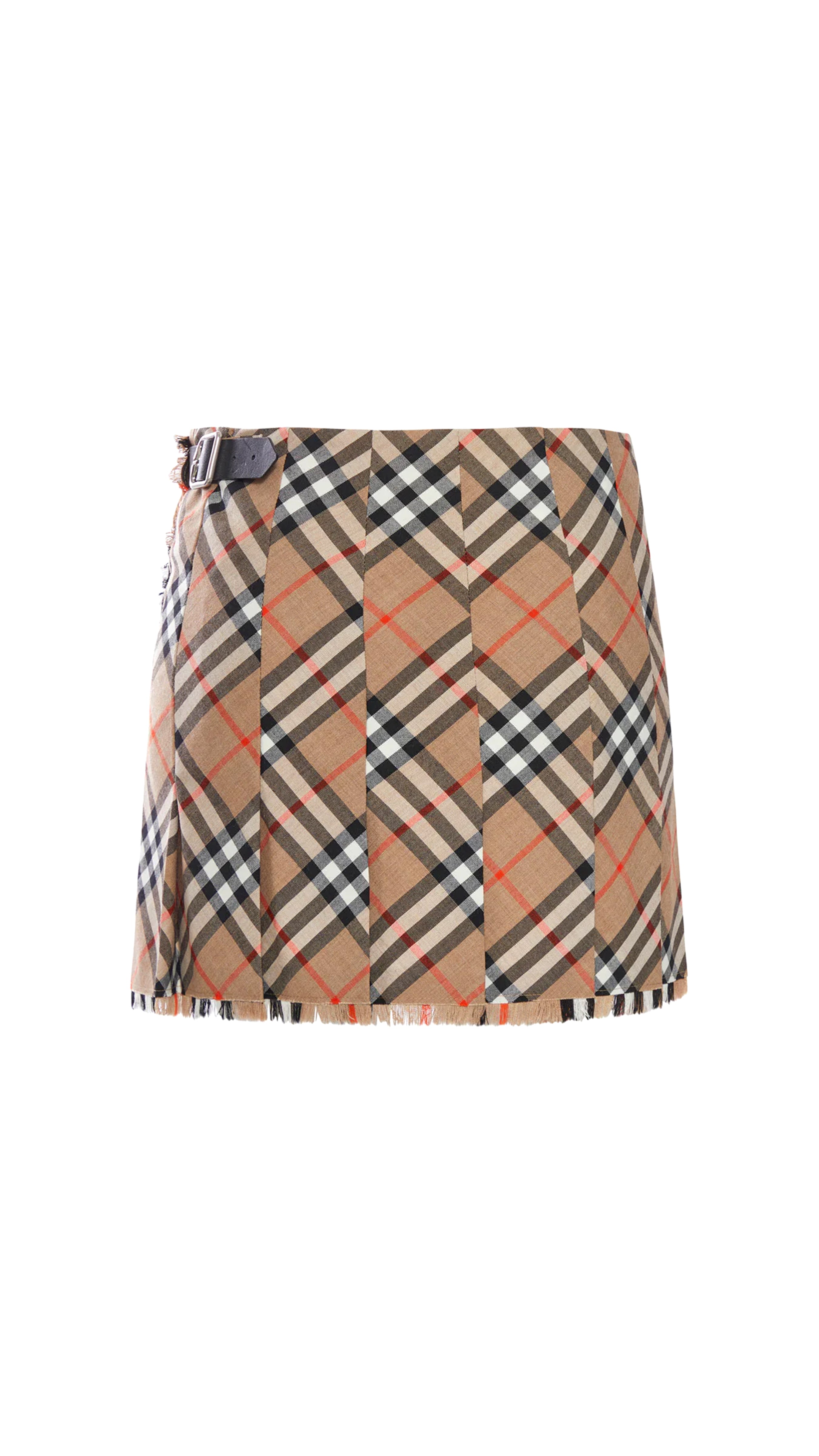 Checked Wool Skirt - Chestnut
