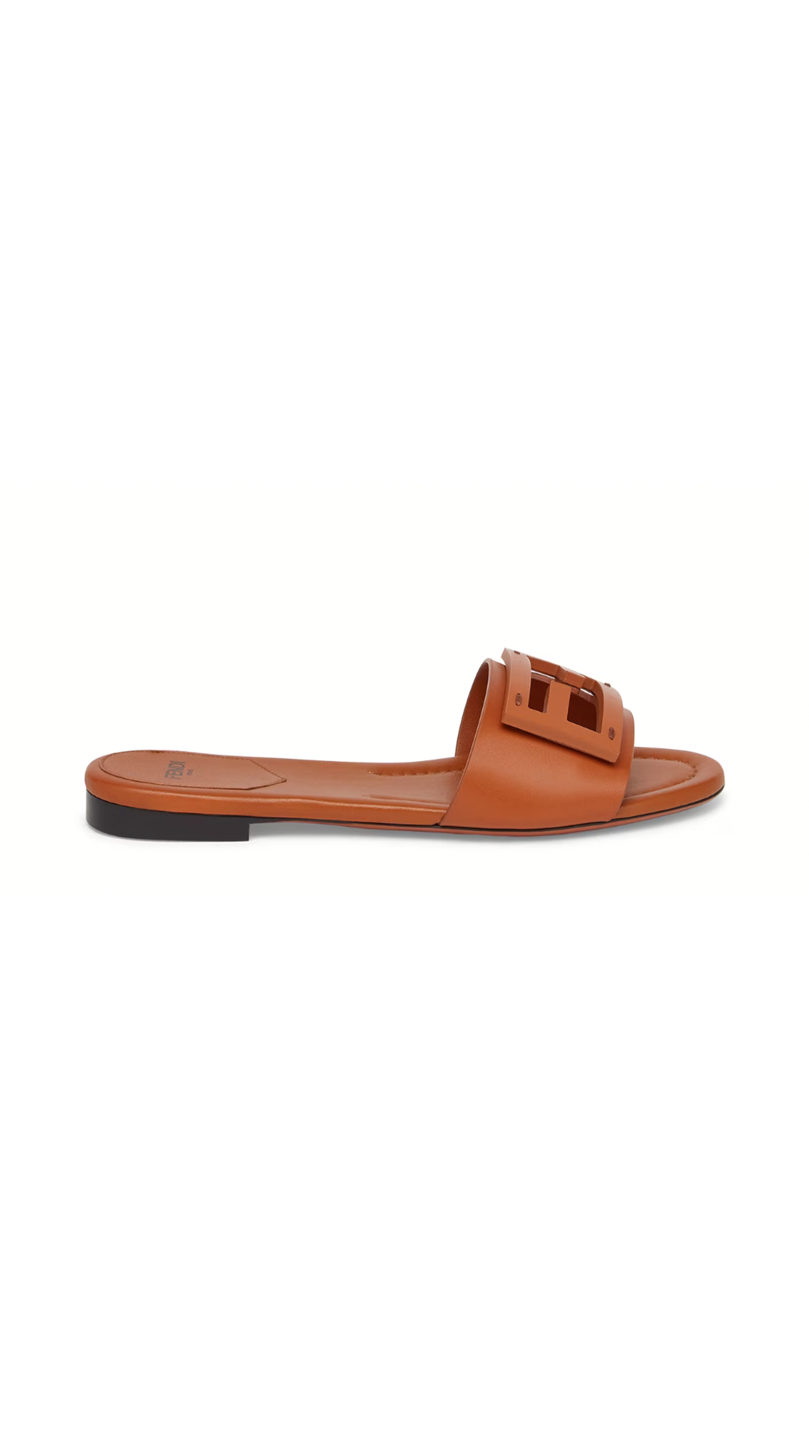 Signature Leather Slides - Brown