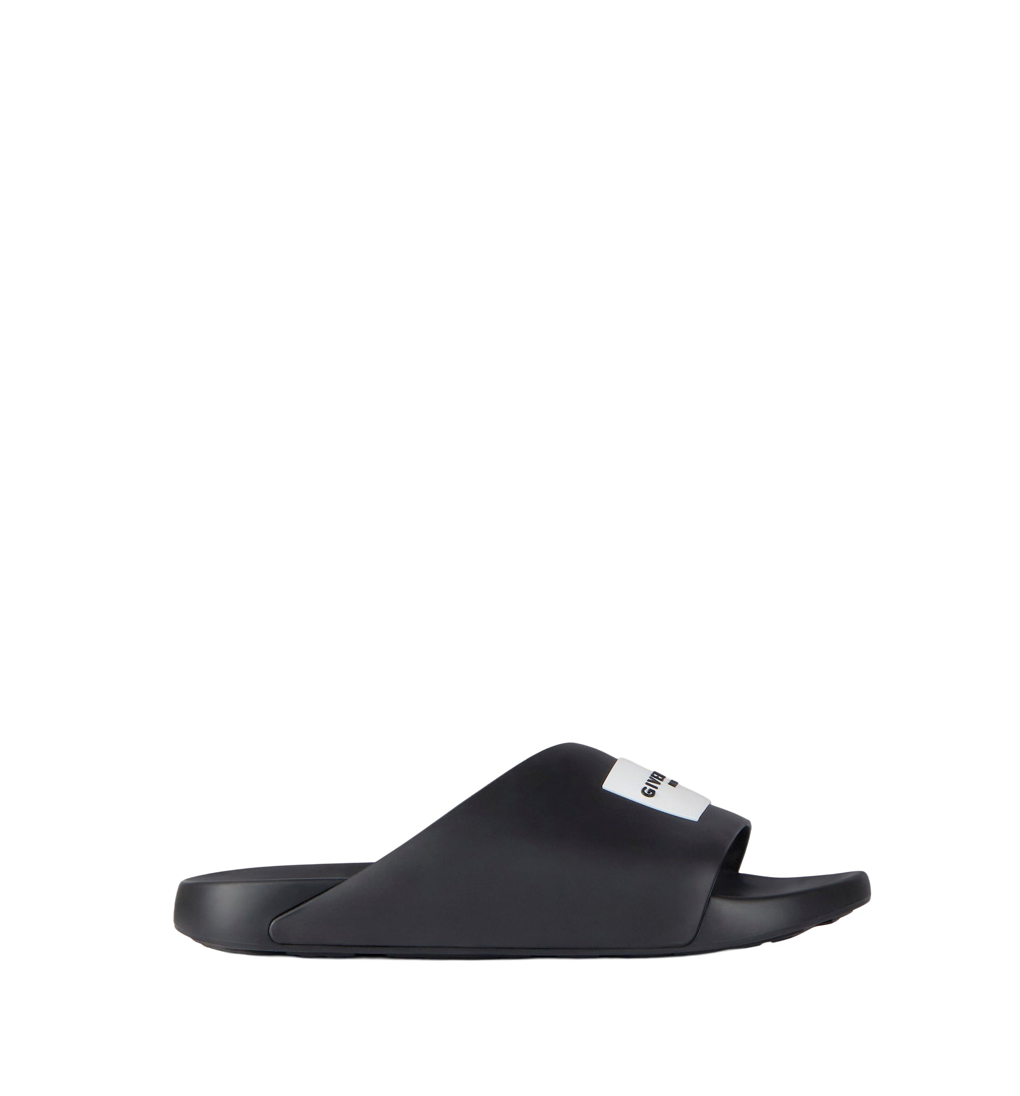 Label Slide mules in rubber