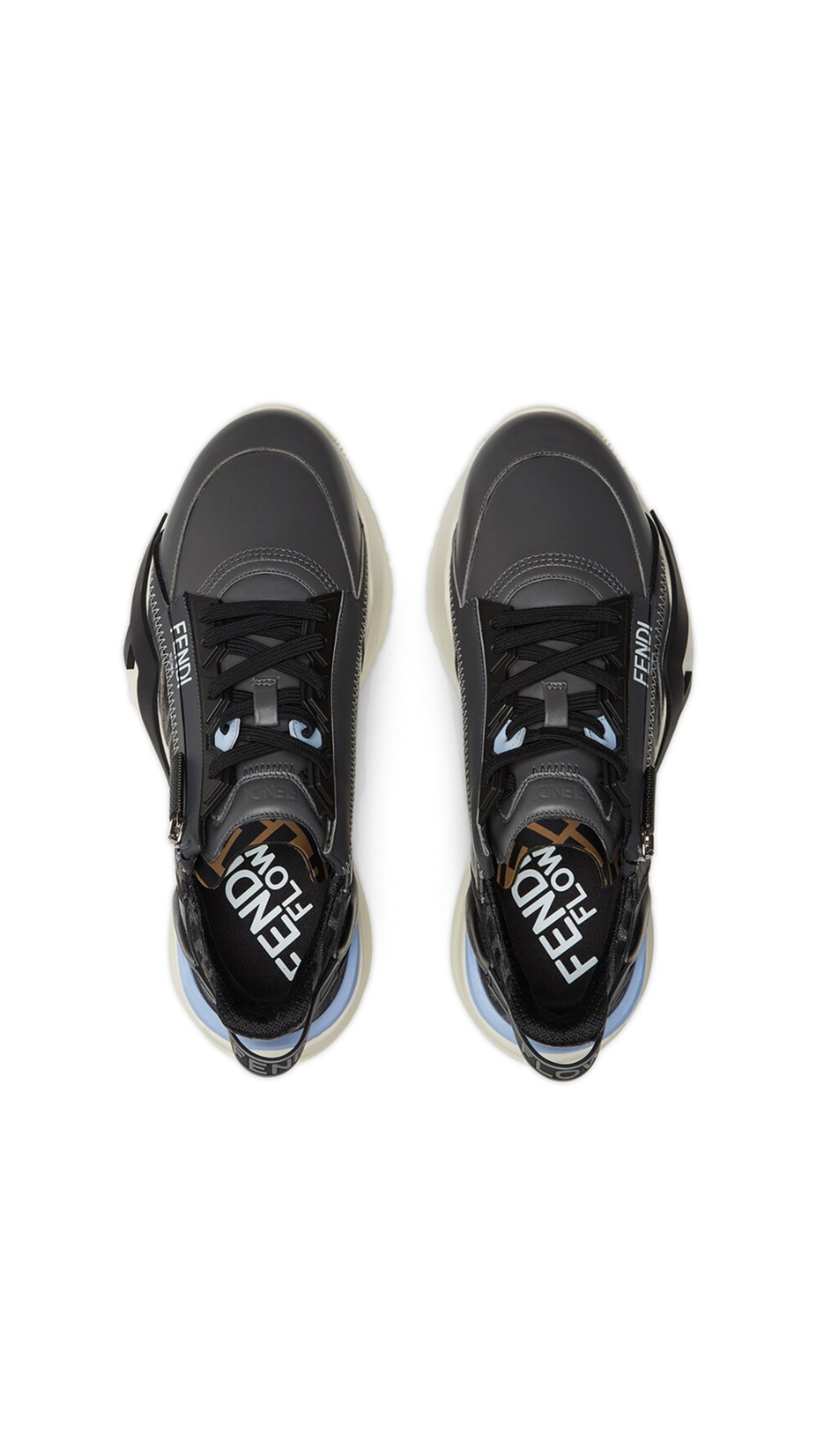 Fendi Flow Leather Sneakers - Gray