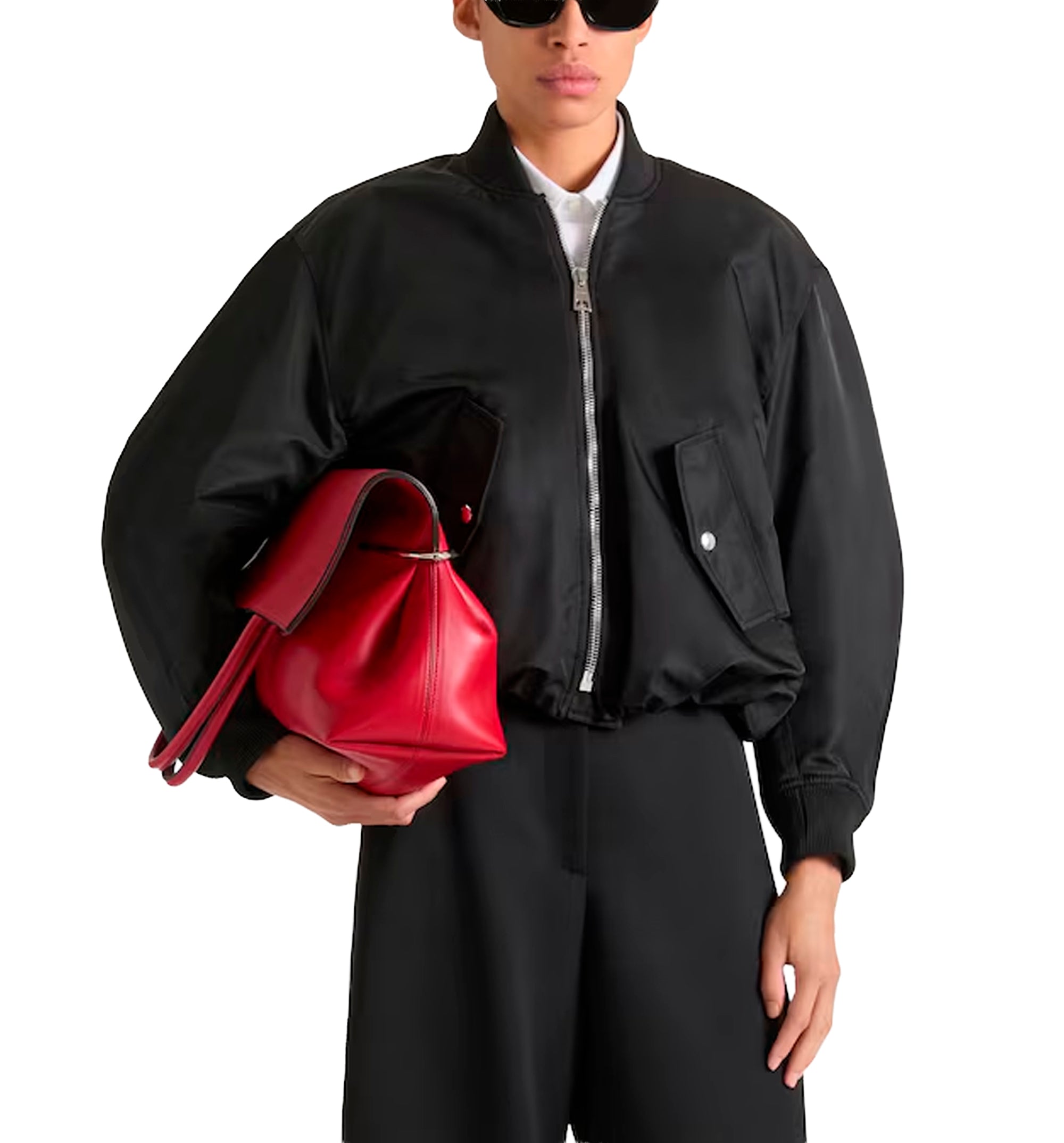 Cropped Cocoon bomber in nylon