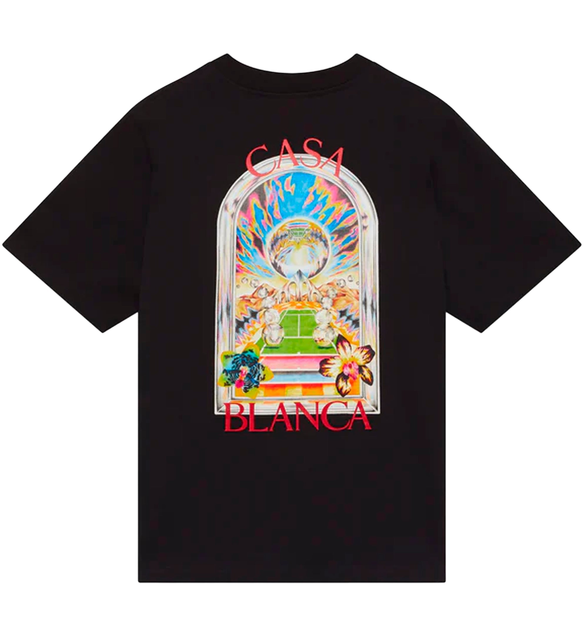 Black Tennis Landscape Short Sleeve T‑Shirt