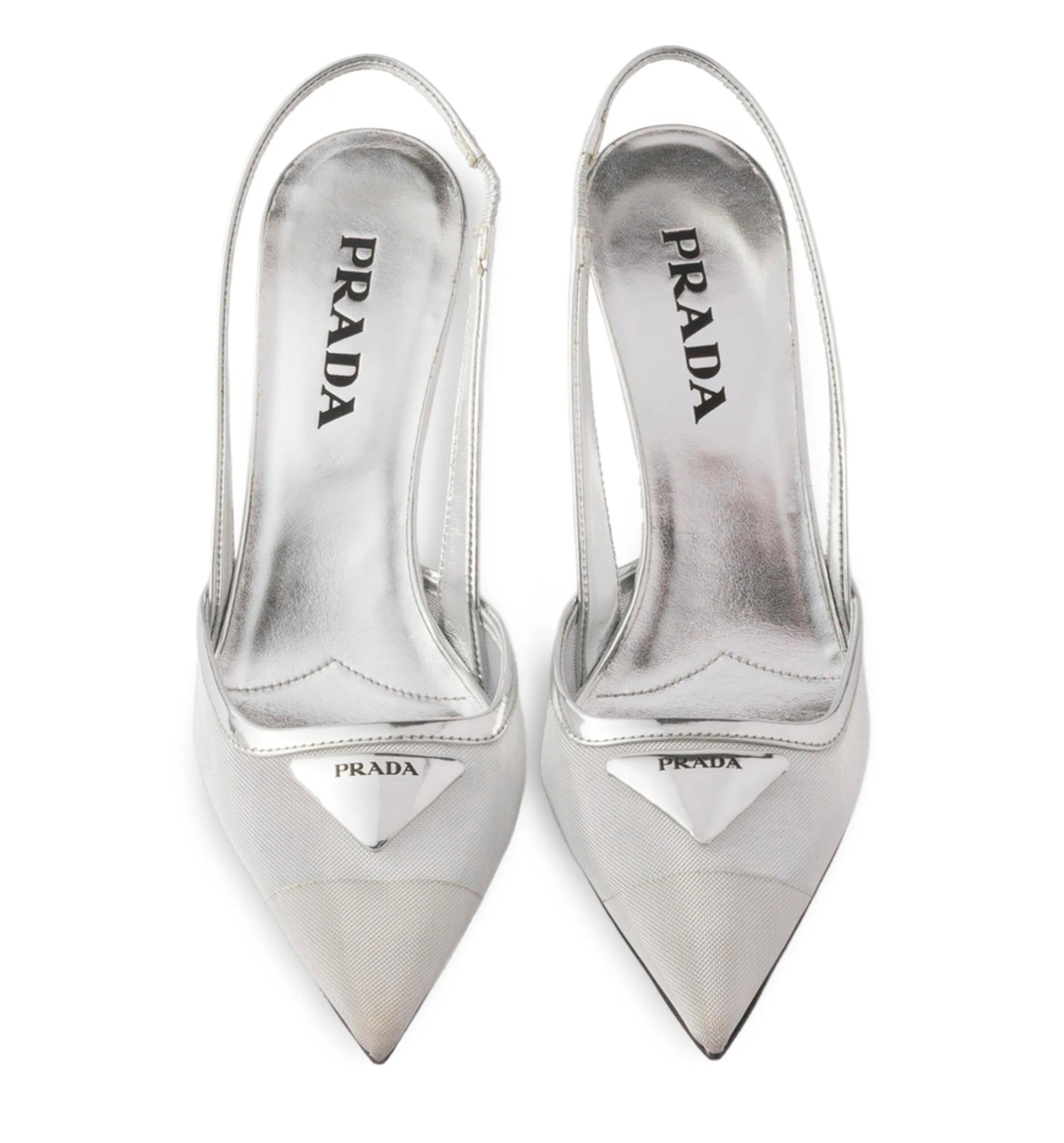 Mesh fabric slingback pumps