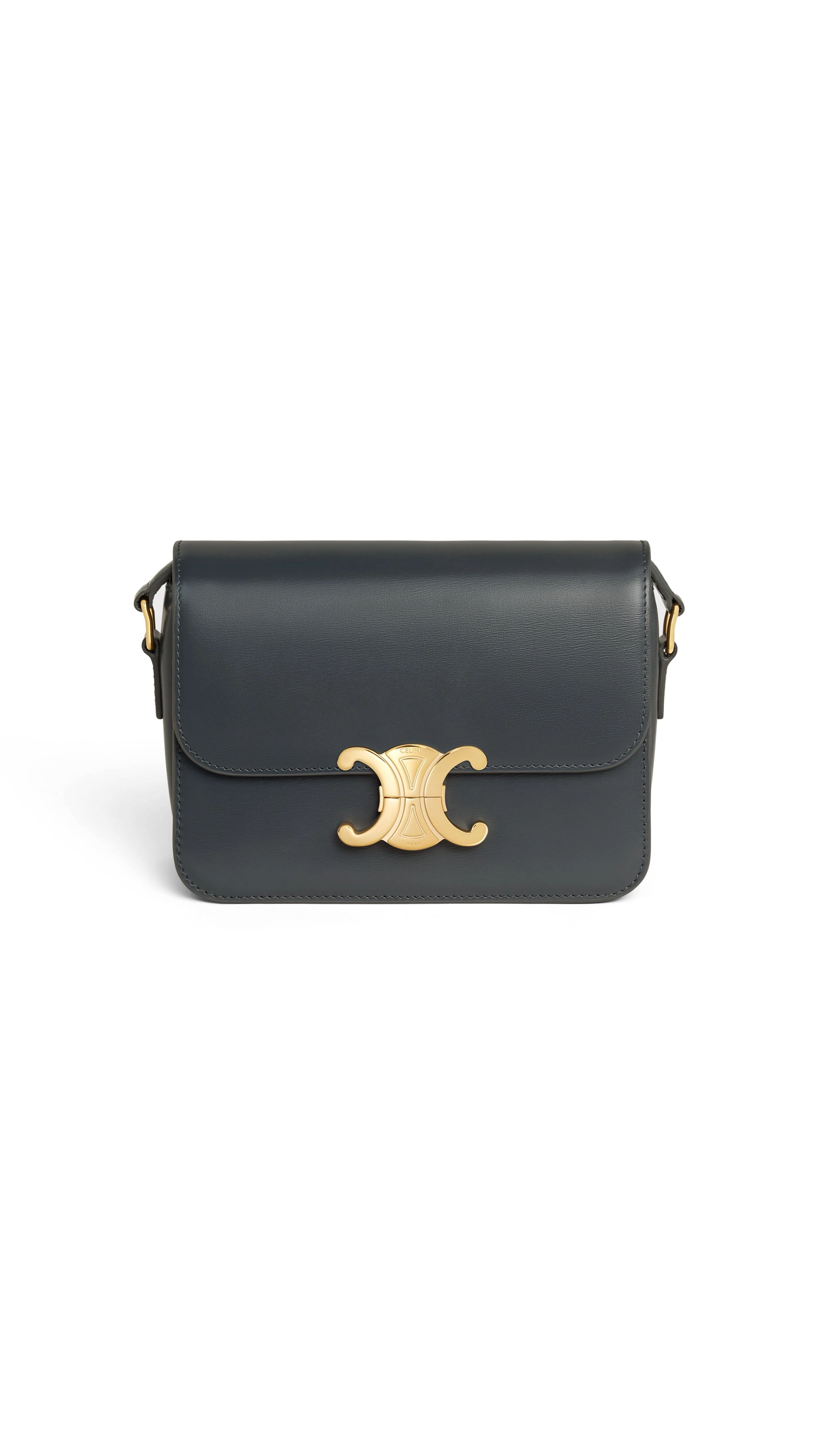 Teen Triomphe Bag in Shiny Calfskin - Slate Grey