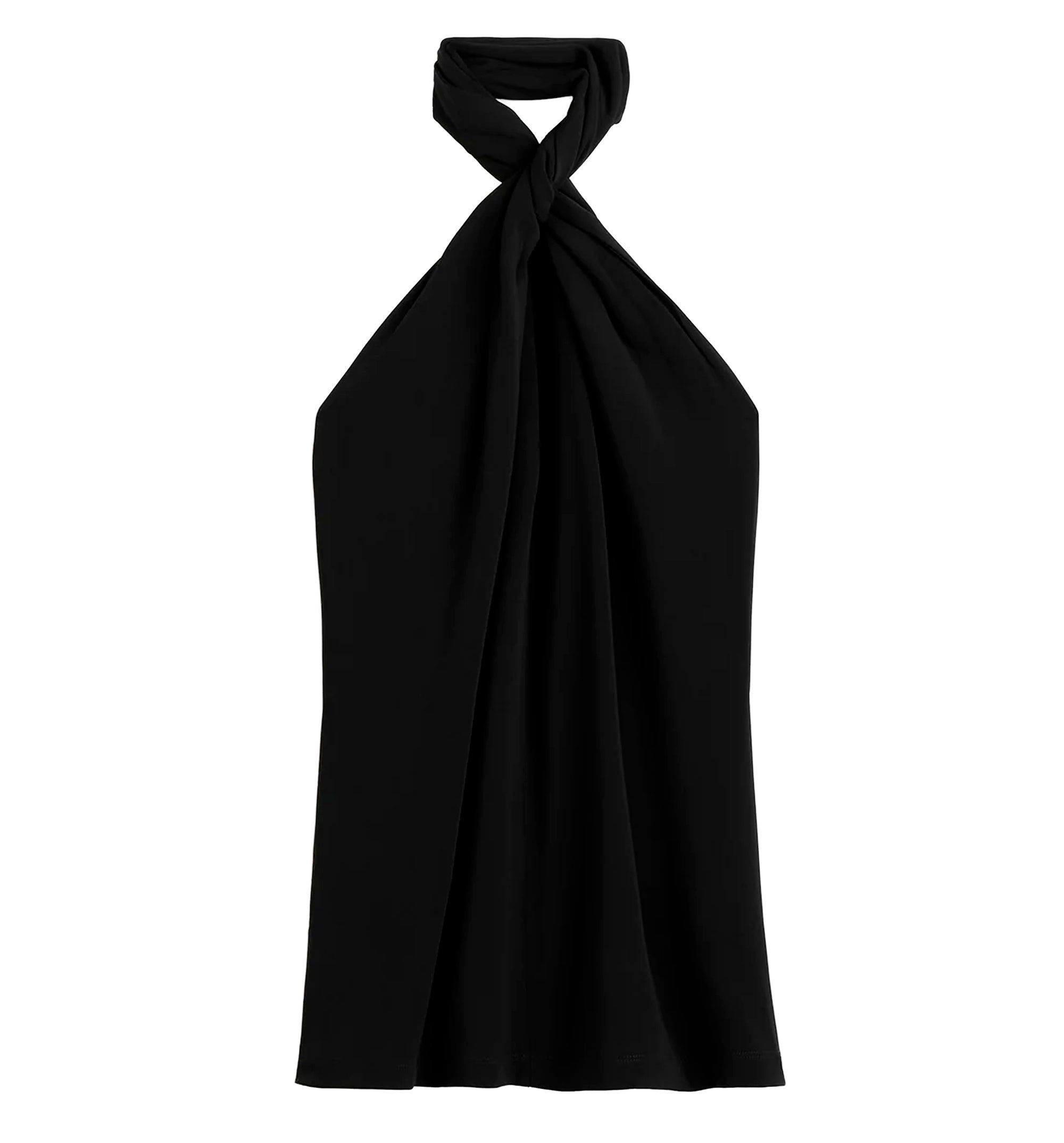 Twisted jersey halter top black