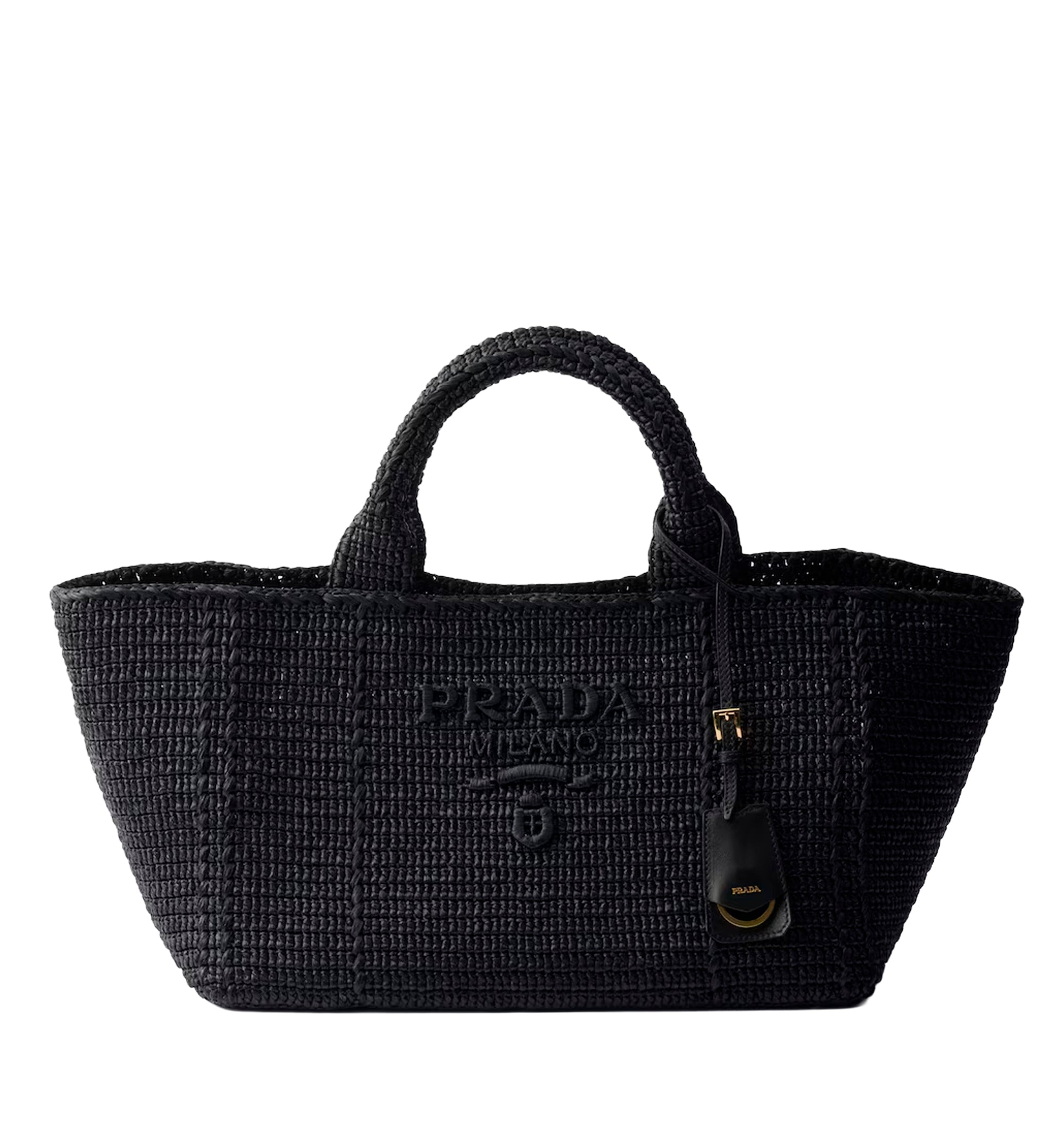 Large crochet tote bag with leather details