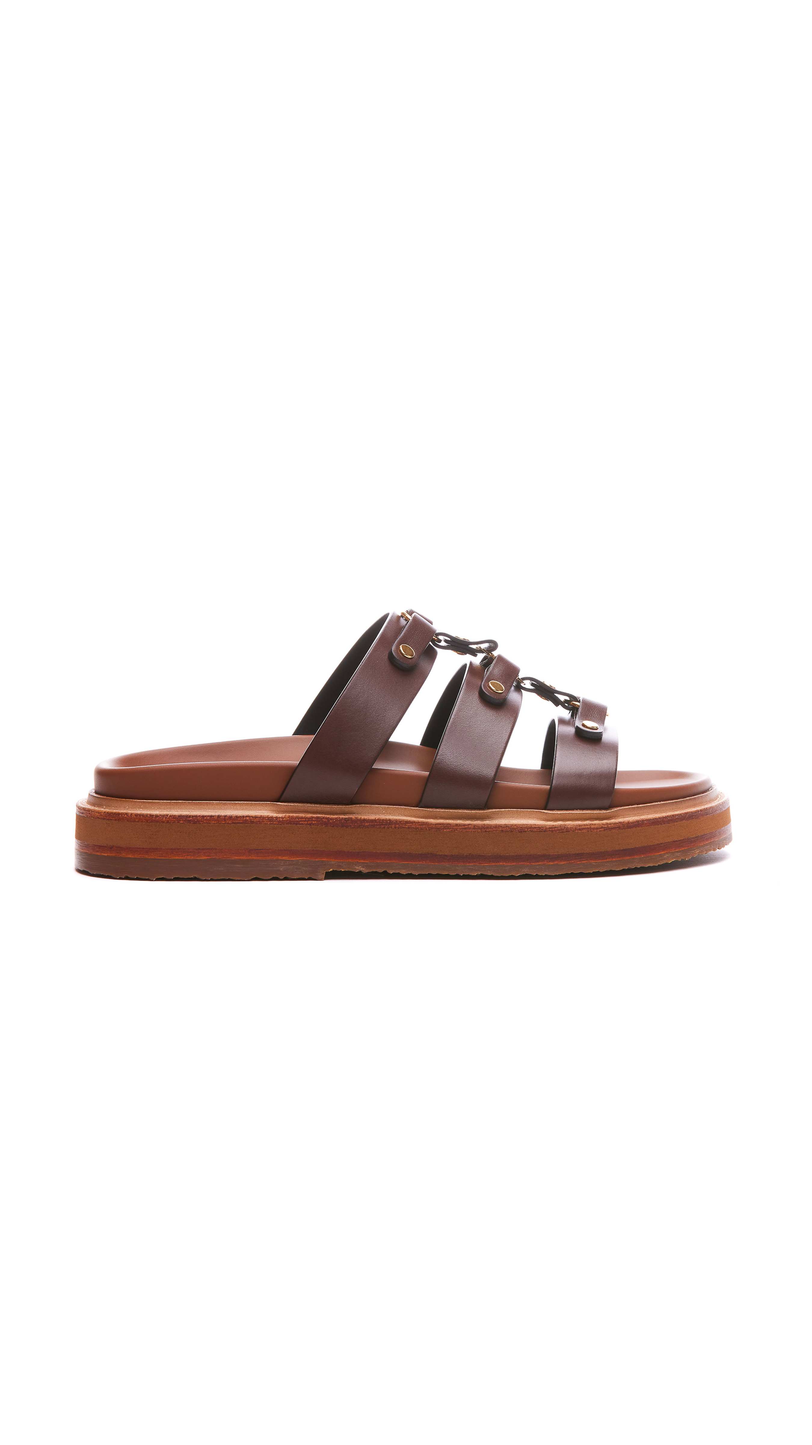 Tippi Slides in Calfskin - Brown