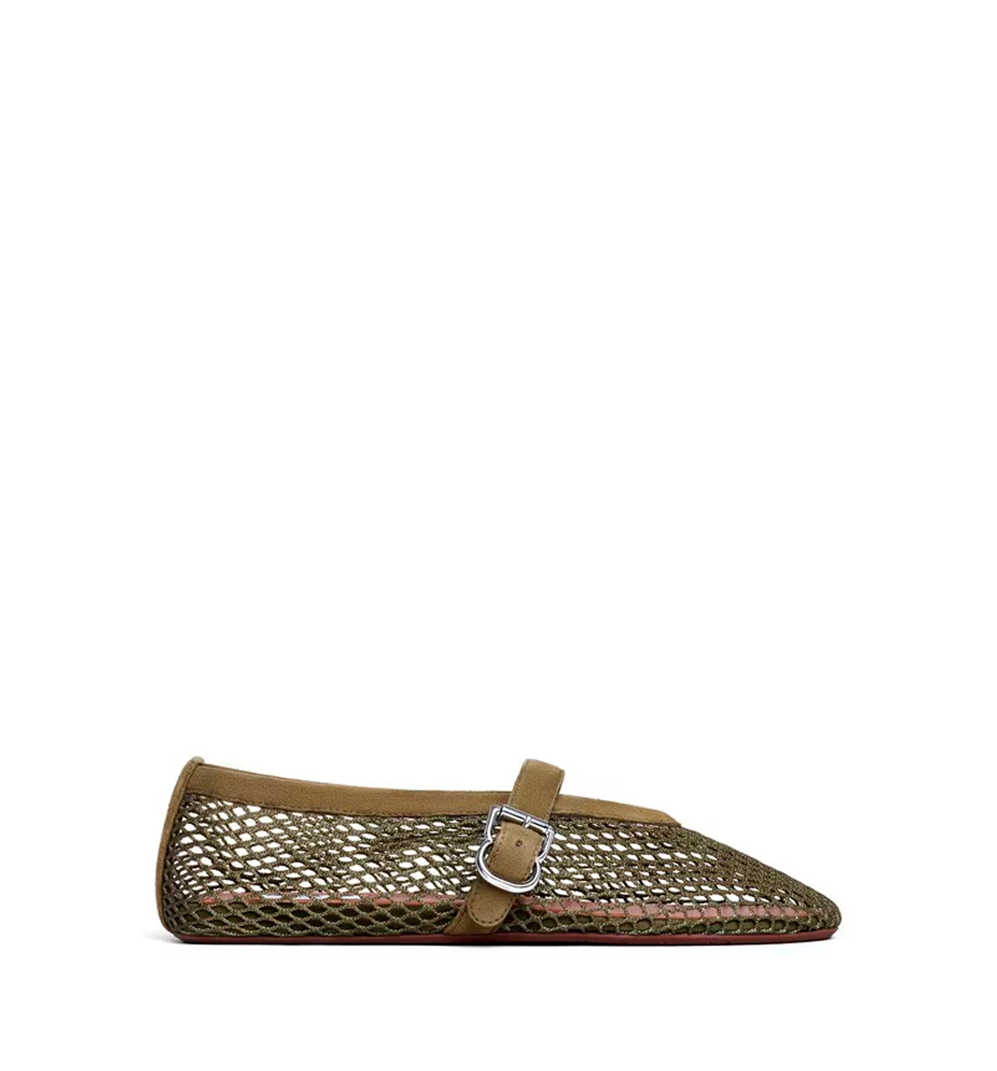 Ballet Flats In Fishnet And Suede