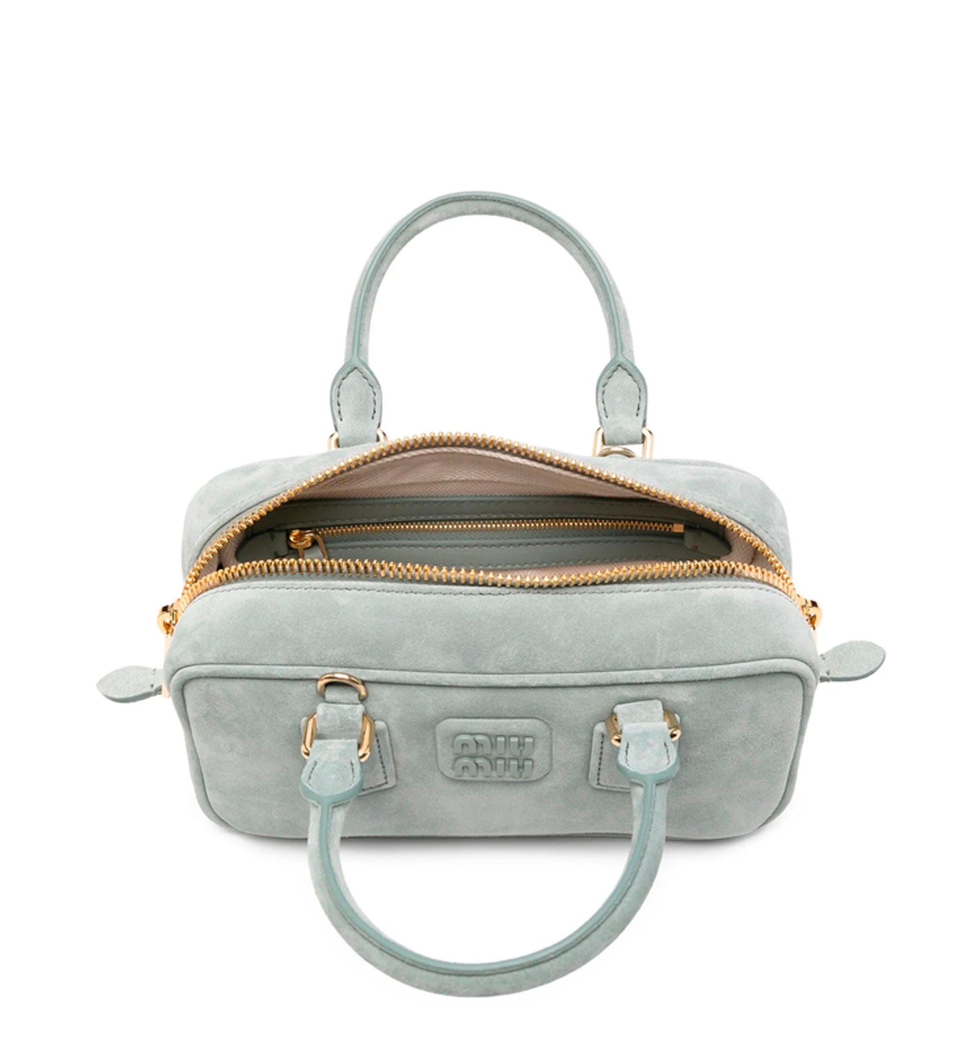 Arcadie padded suede top-handle bag
