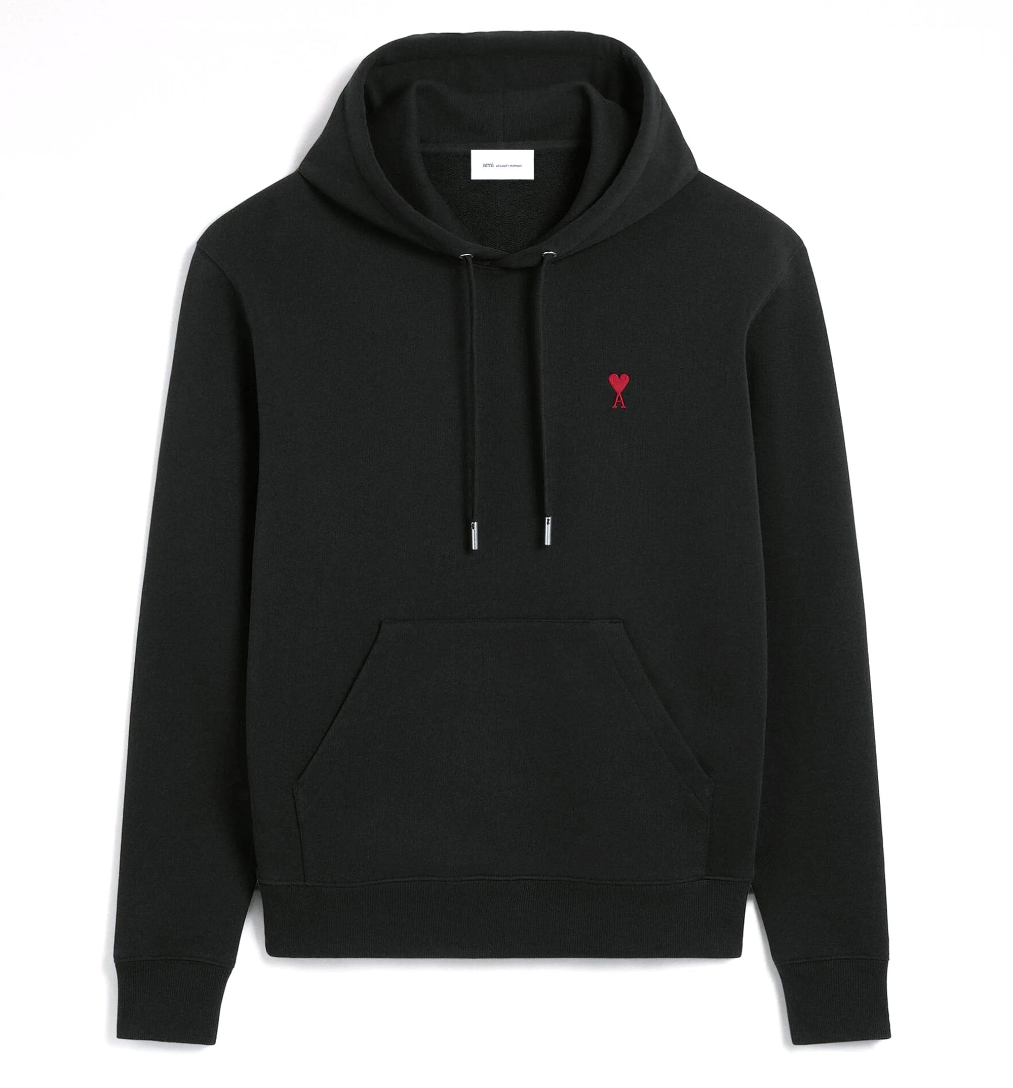 Black cotton hoodie with Ami de Coeur