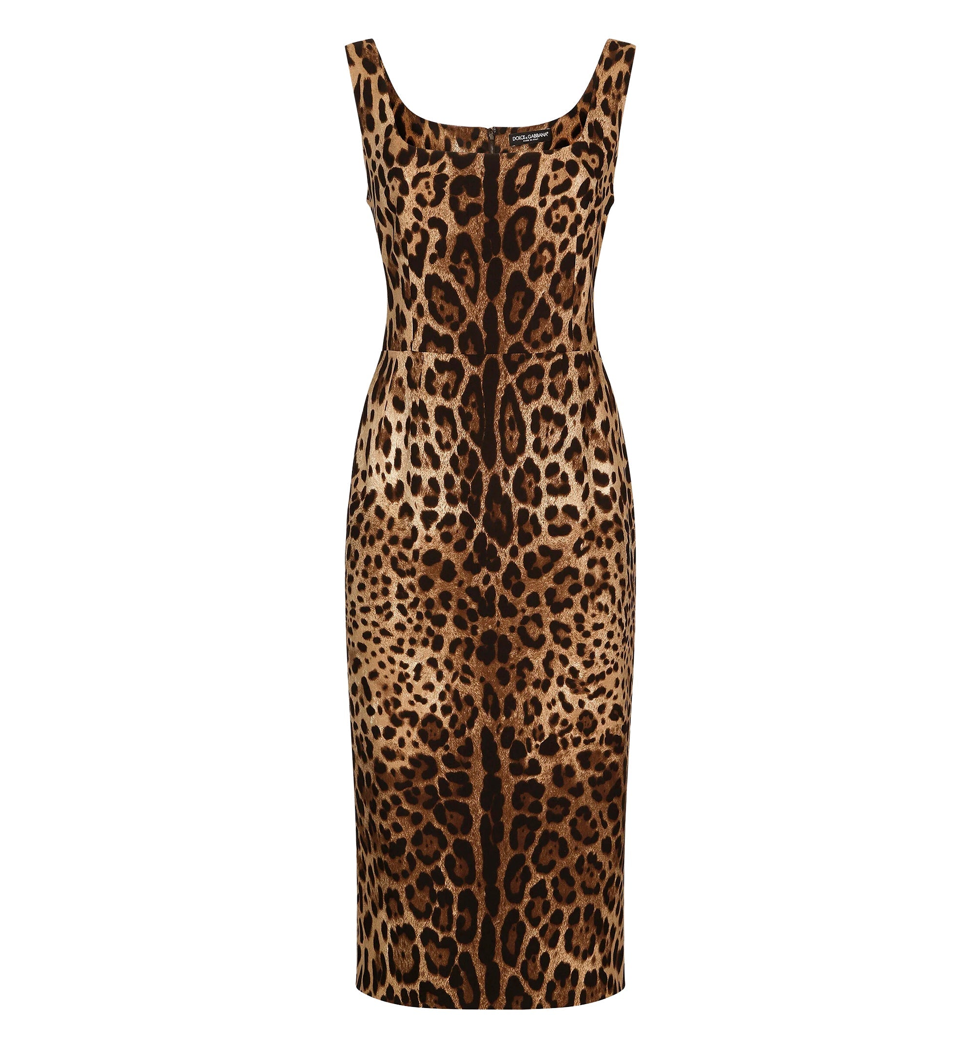 Leopard-print charmeuse midi dress