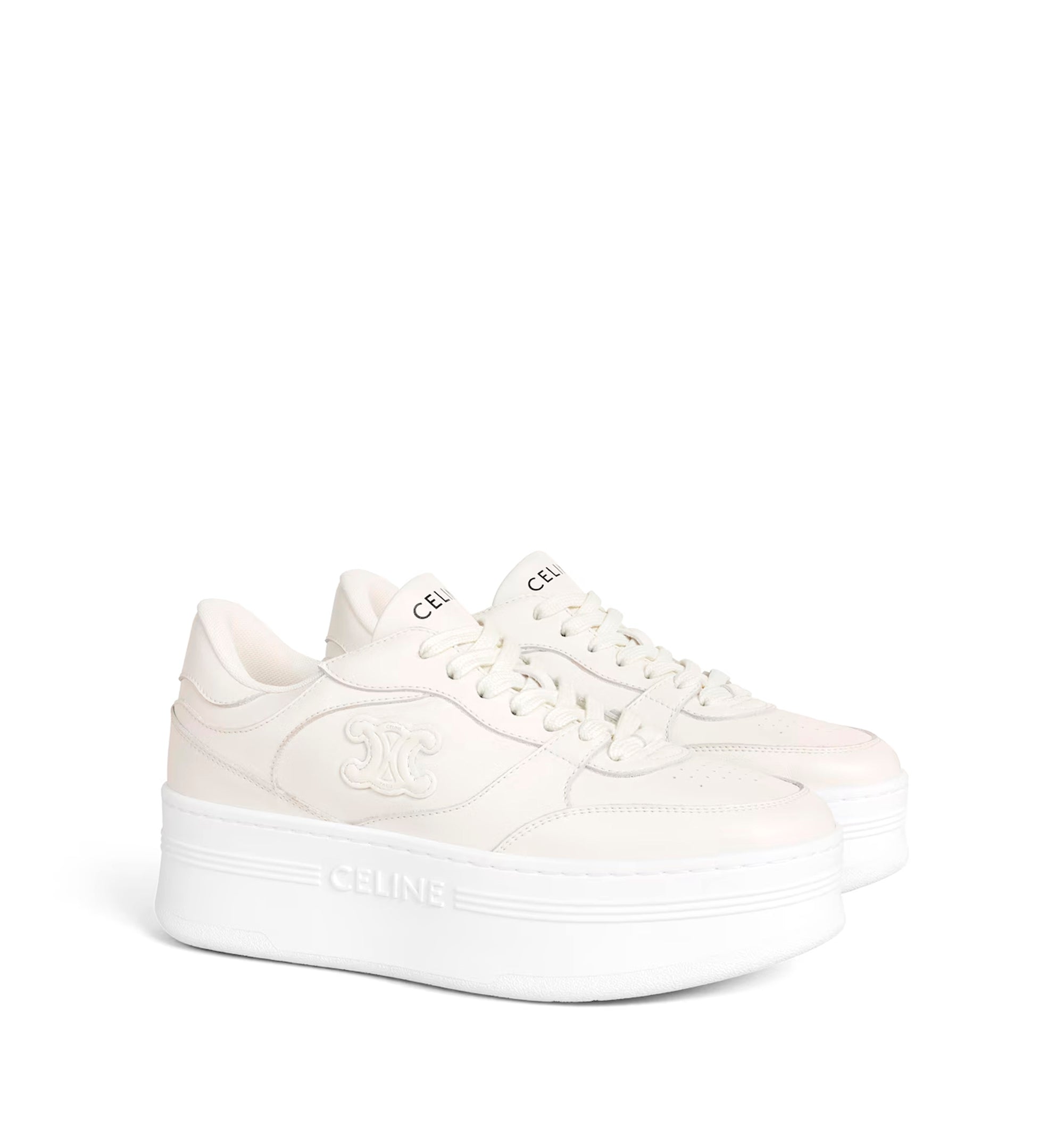 Block Wedge Sneaker With Triomphe Patch In Calfskin