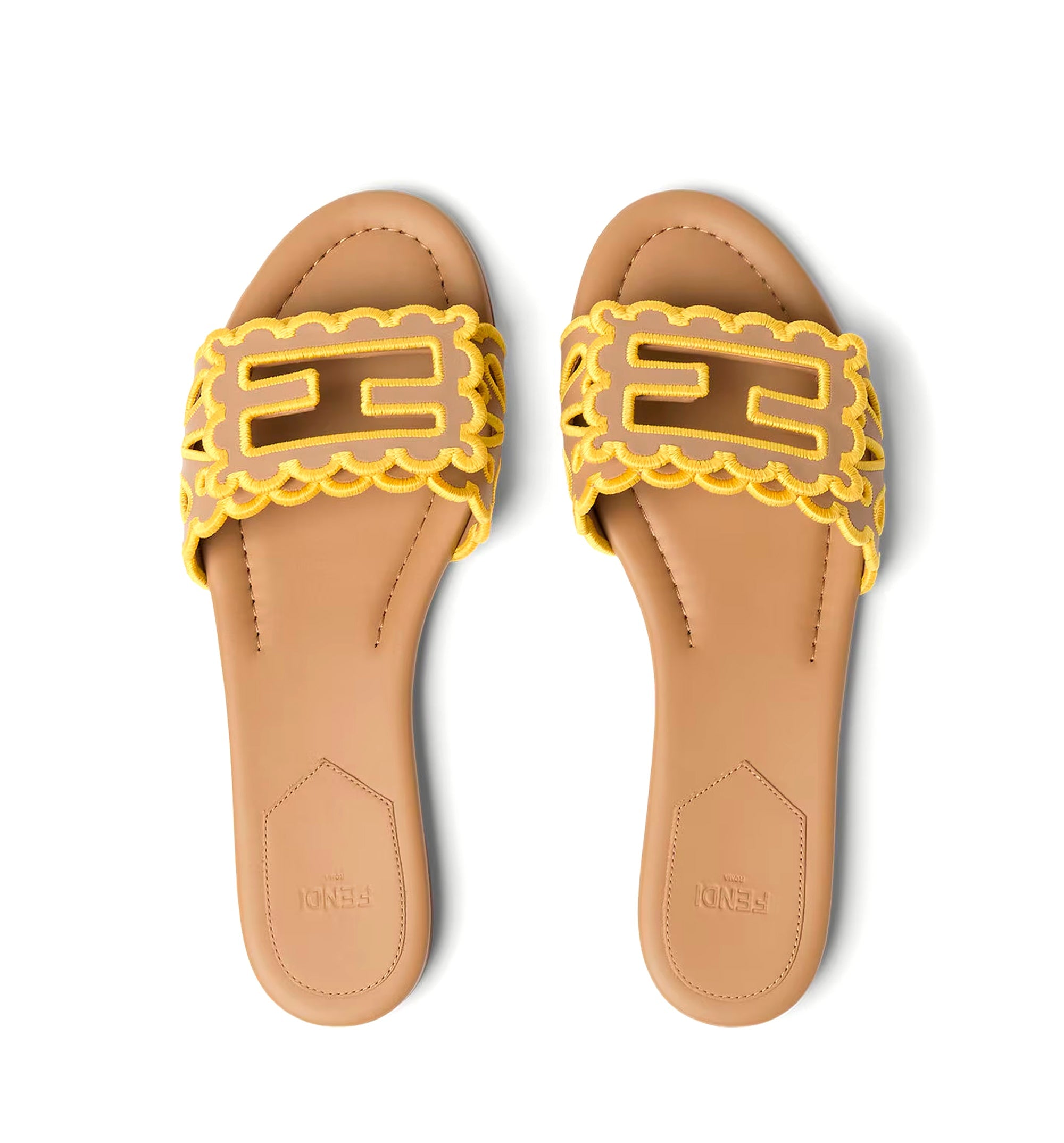 Baguette Light brown nappa leather slides