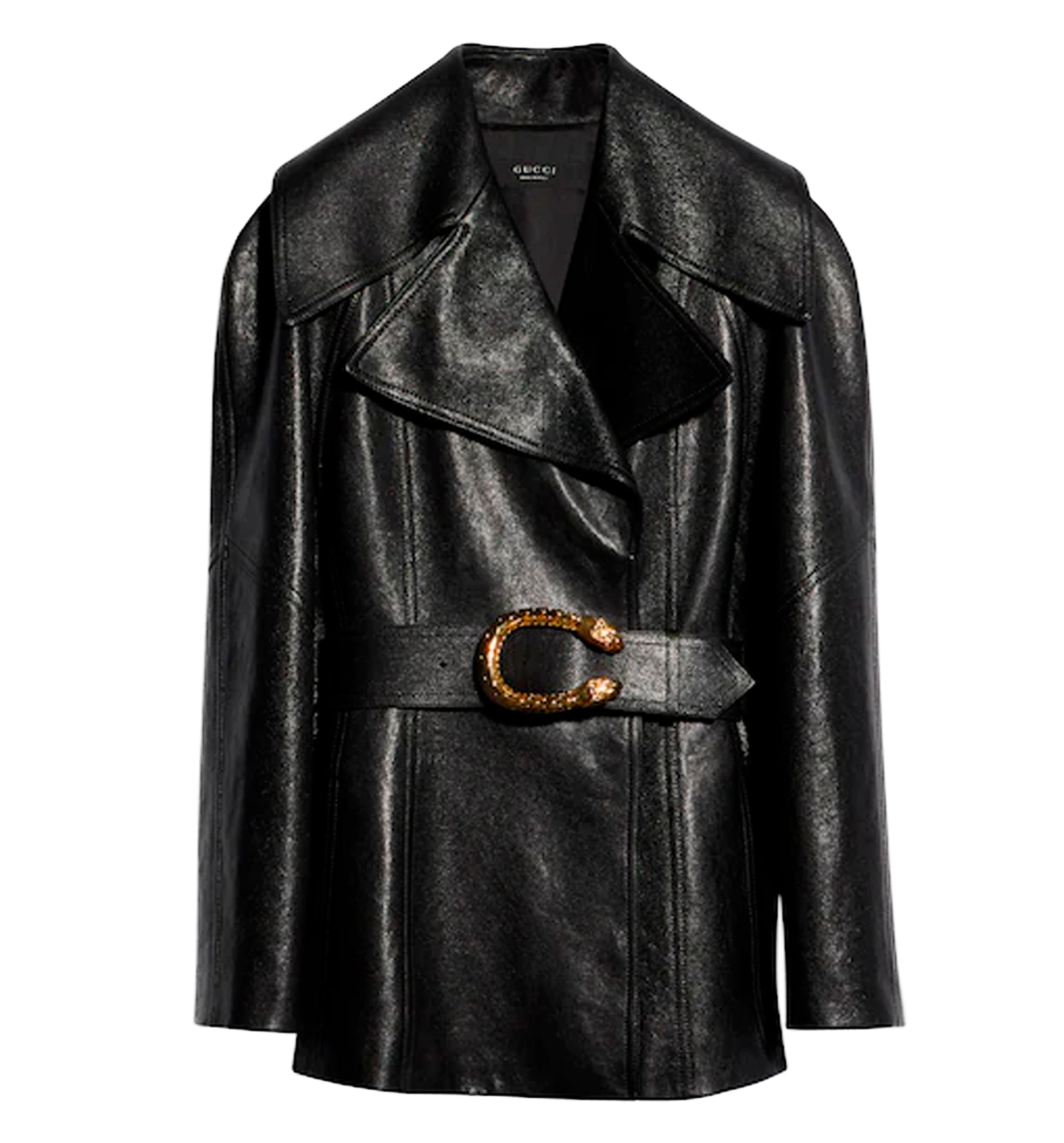 Soft grainy leather trench