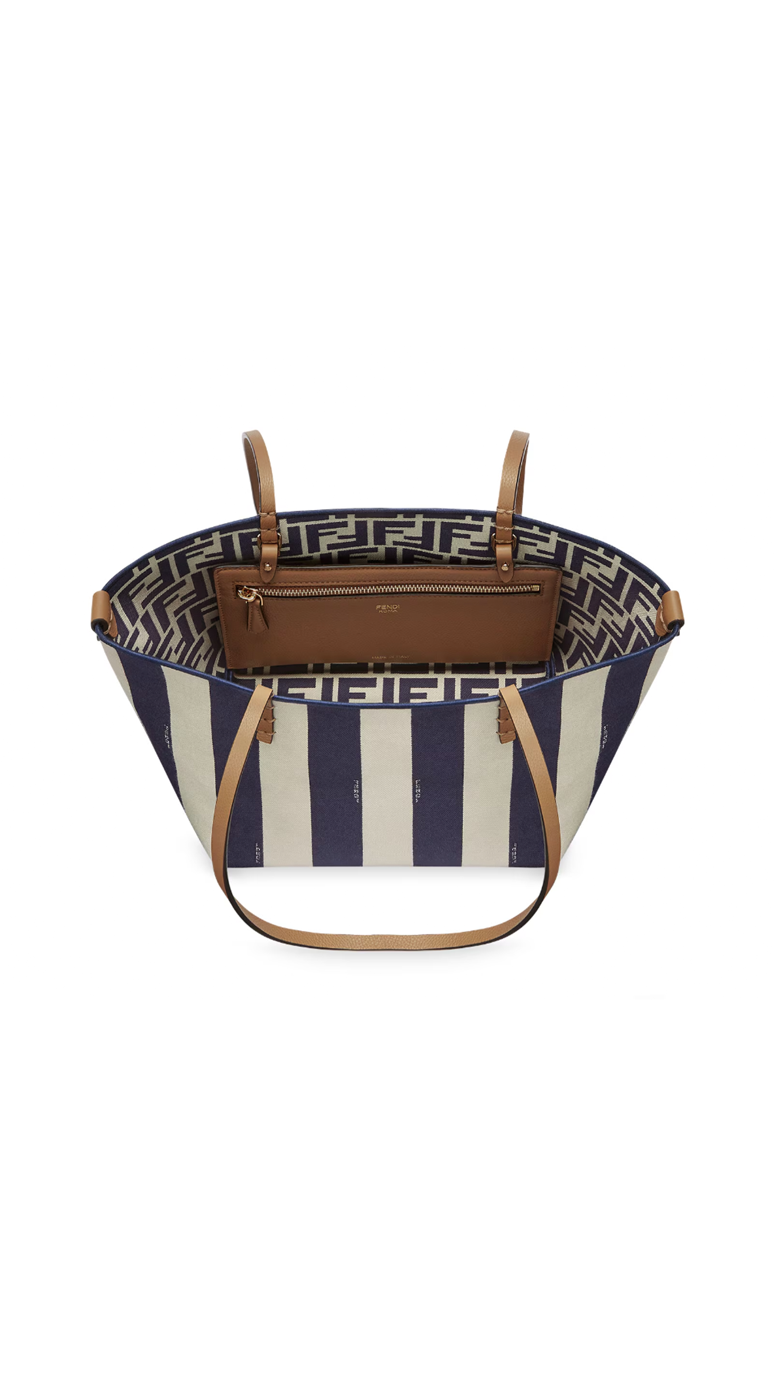 Small Roll Striped Tote - Navy/White