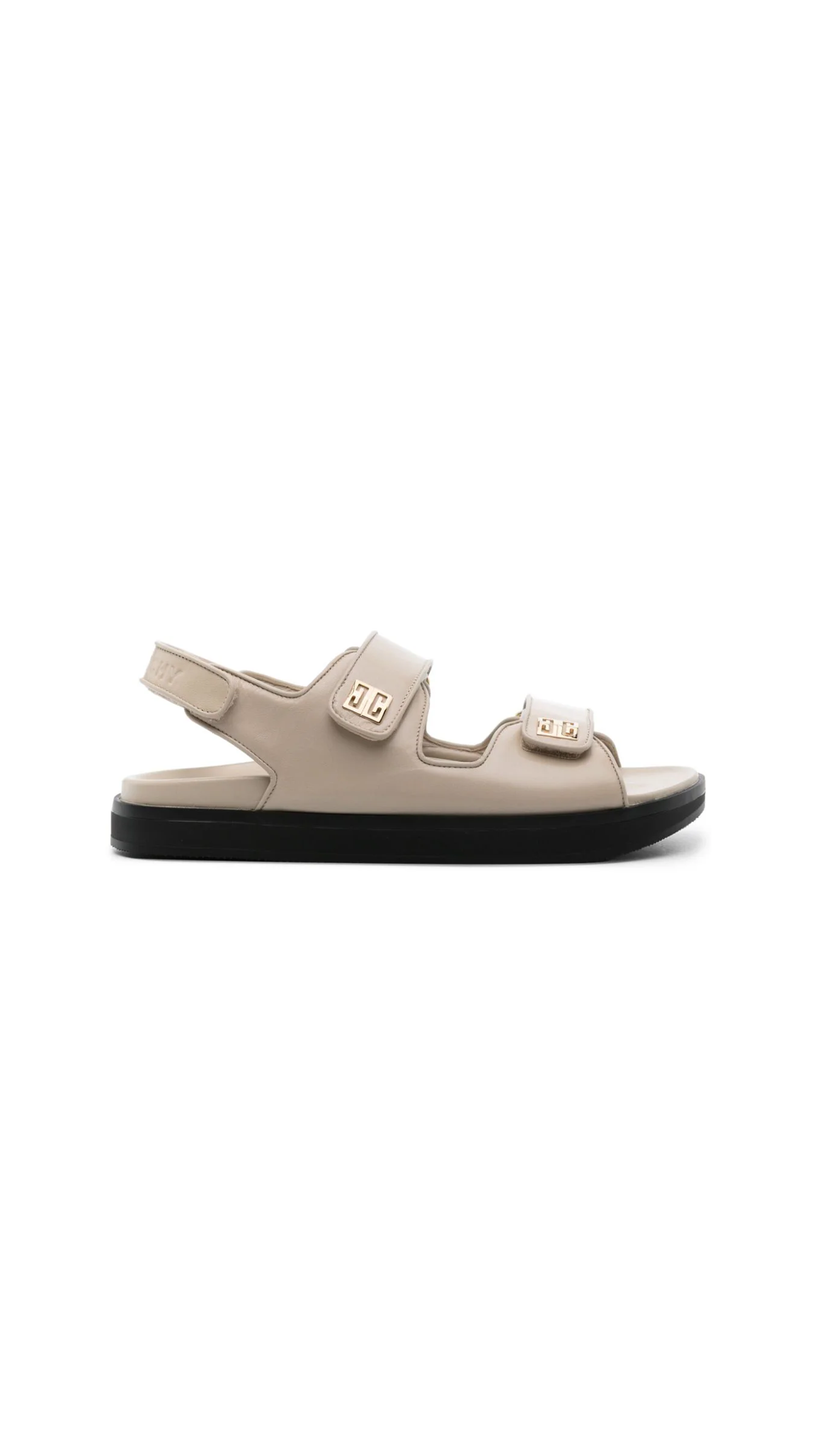 4G-plaque Leather Sandals - Beige